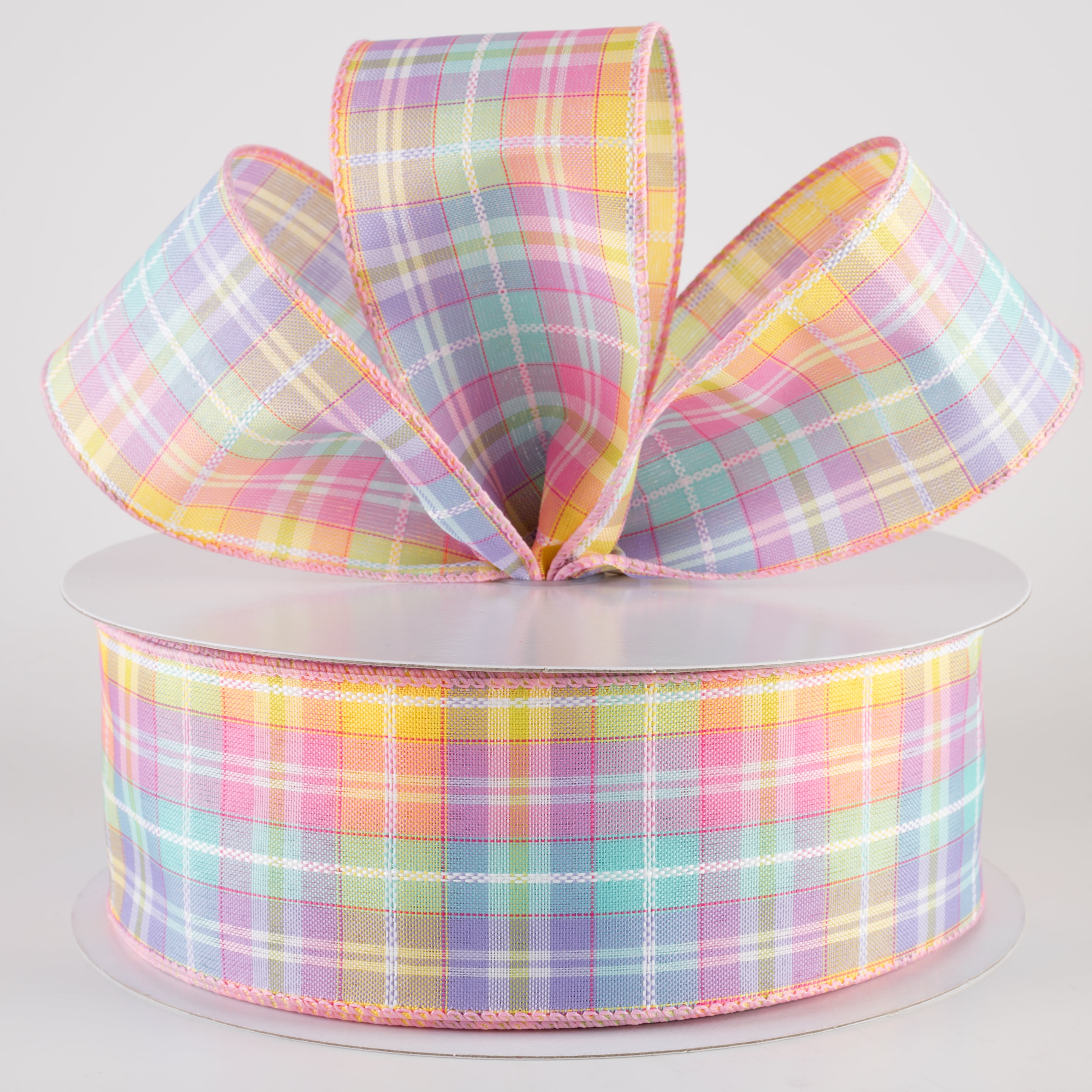 2.5" Kennedy Plaid Ribbon: Pastel (50 Yards) Lifestyle Photo
