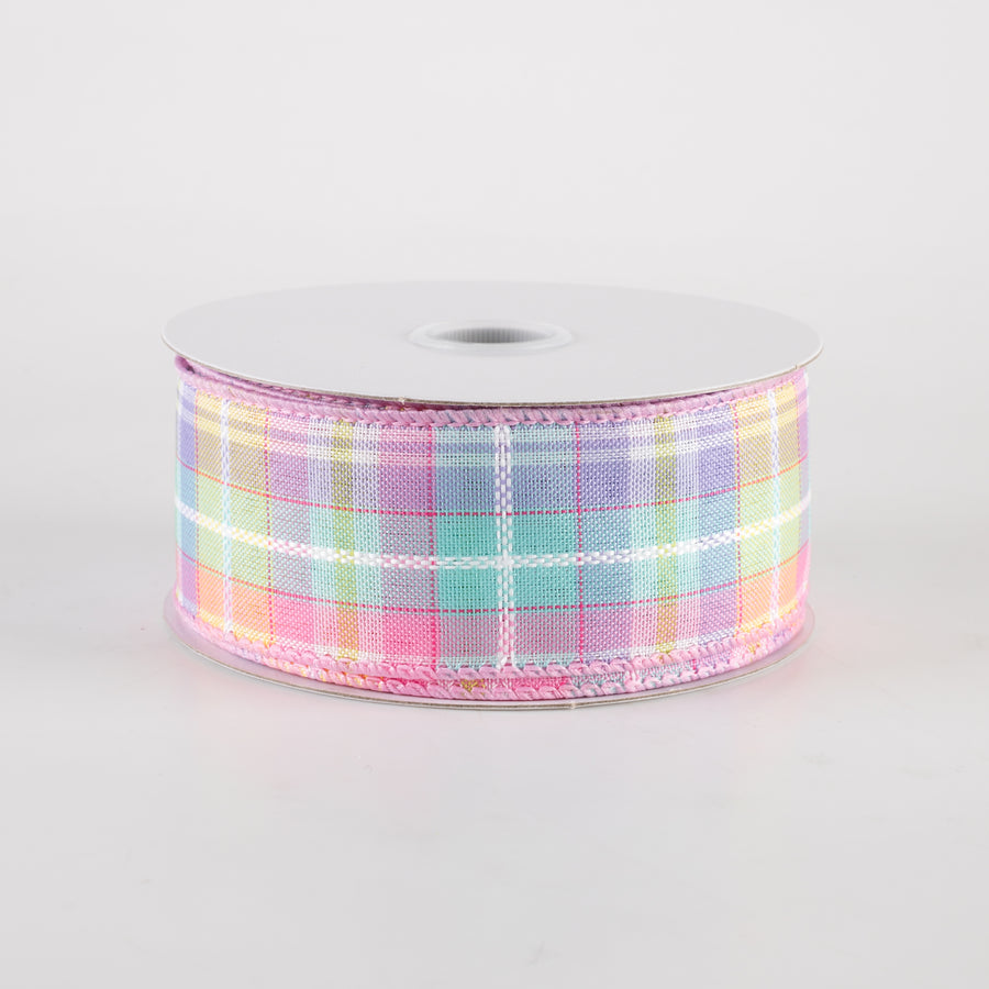 1.5" Kennedy Plaid Ribbon: Pastel (10 Yards)