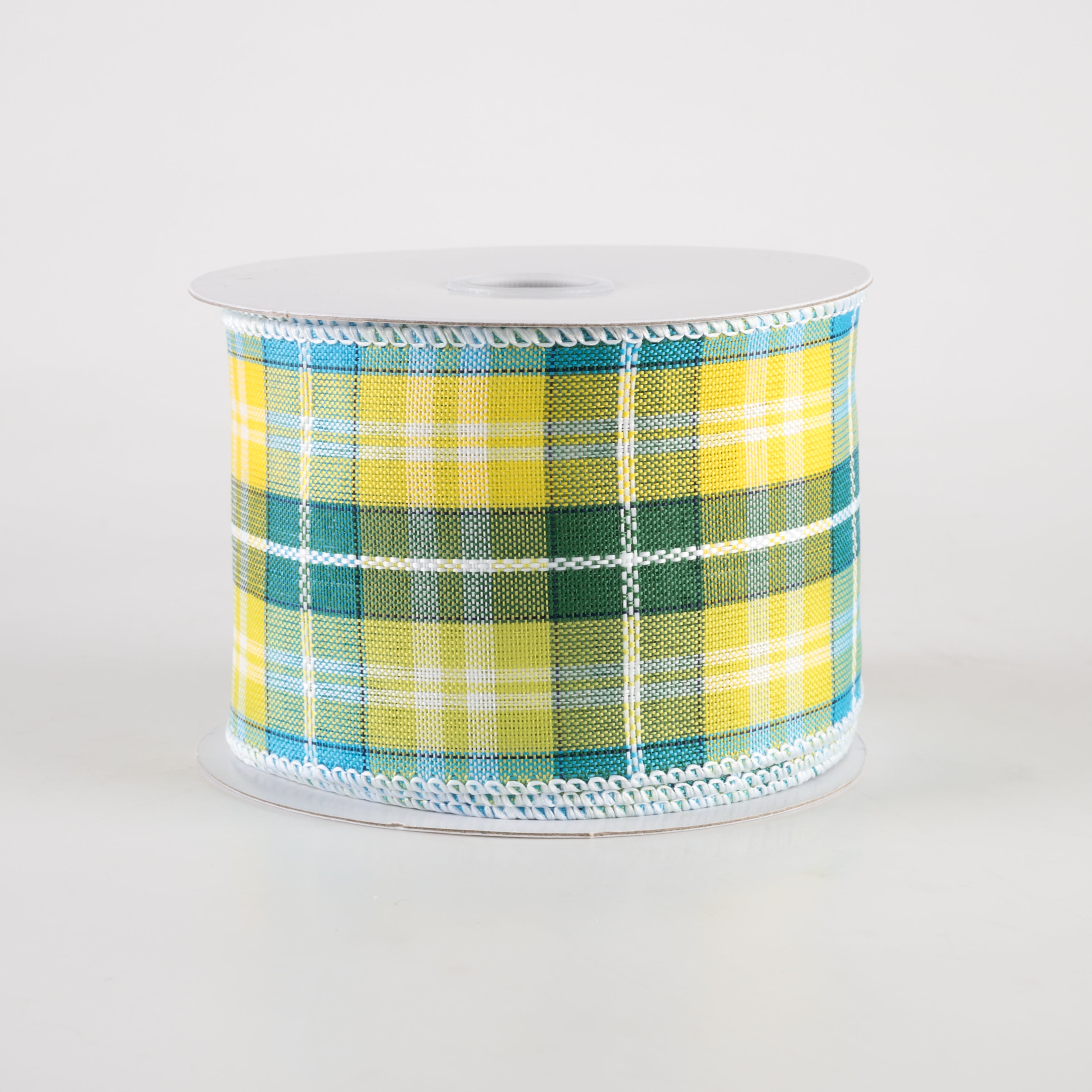 2.5" Kennedy Plaid Ribbon: Turquoise, Green, Yellow (10 Yards)