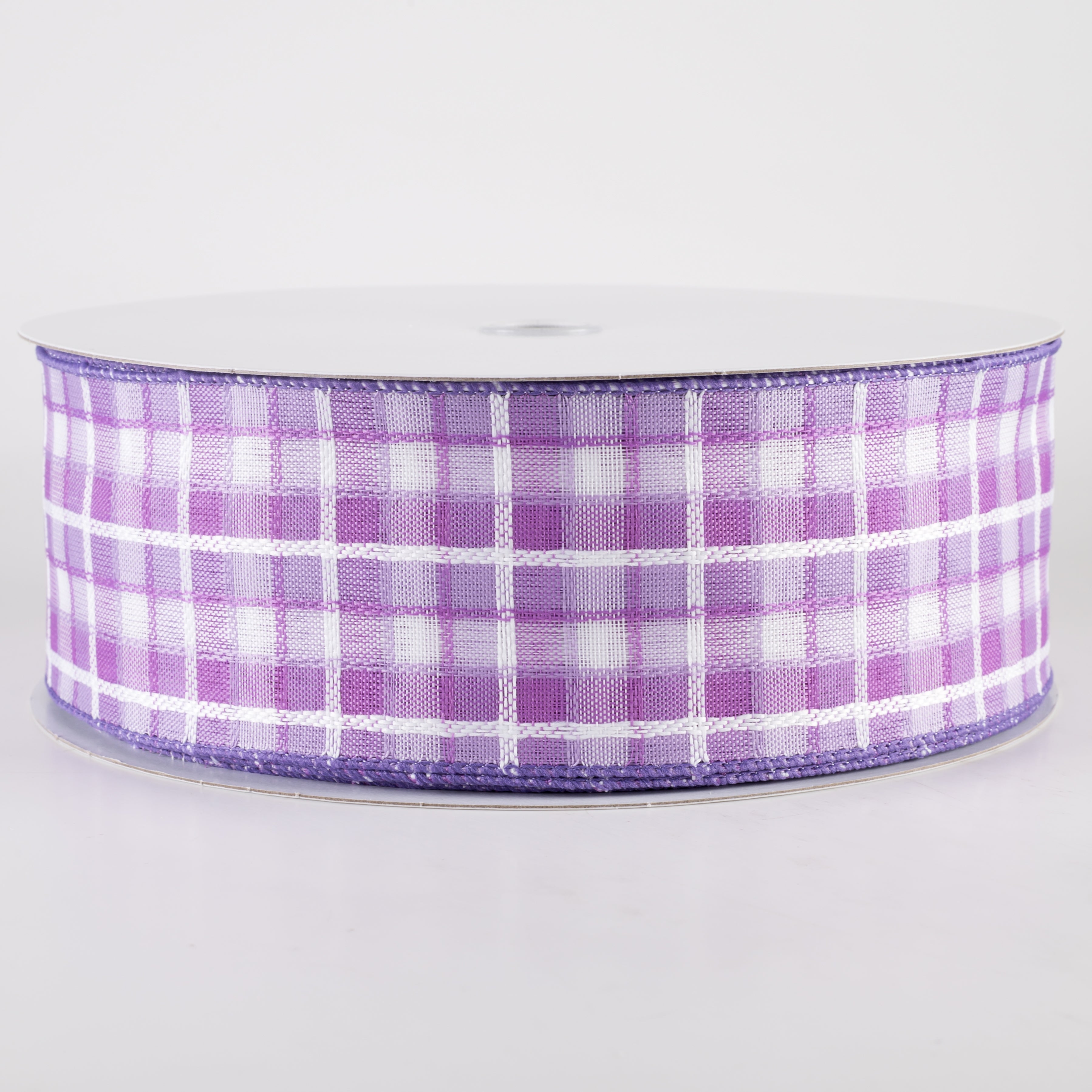 2.5" Kentini Plaid Ribbon: Lavender & White (50 Yards) Item Number: 841-40-411
