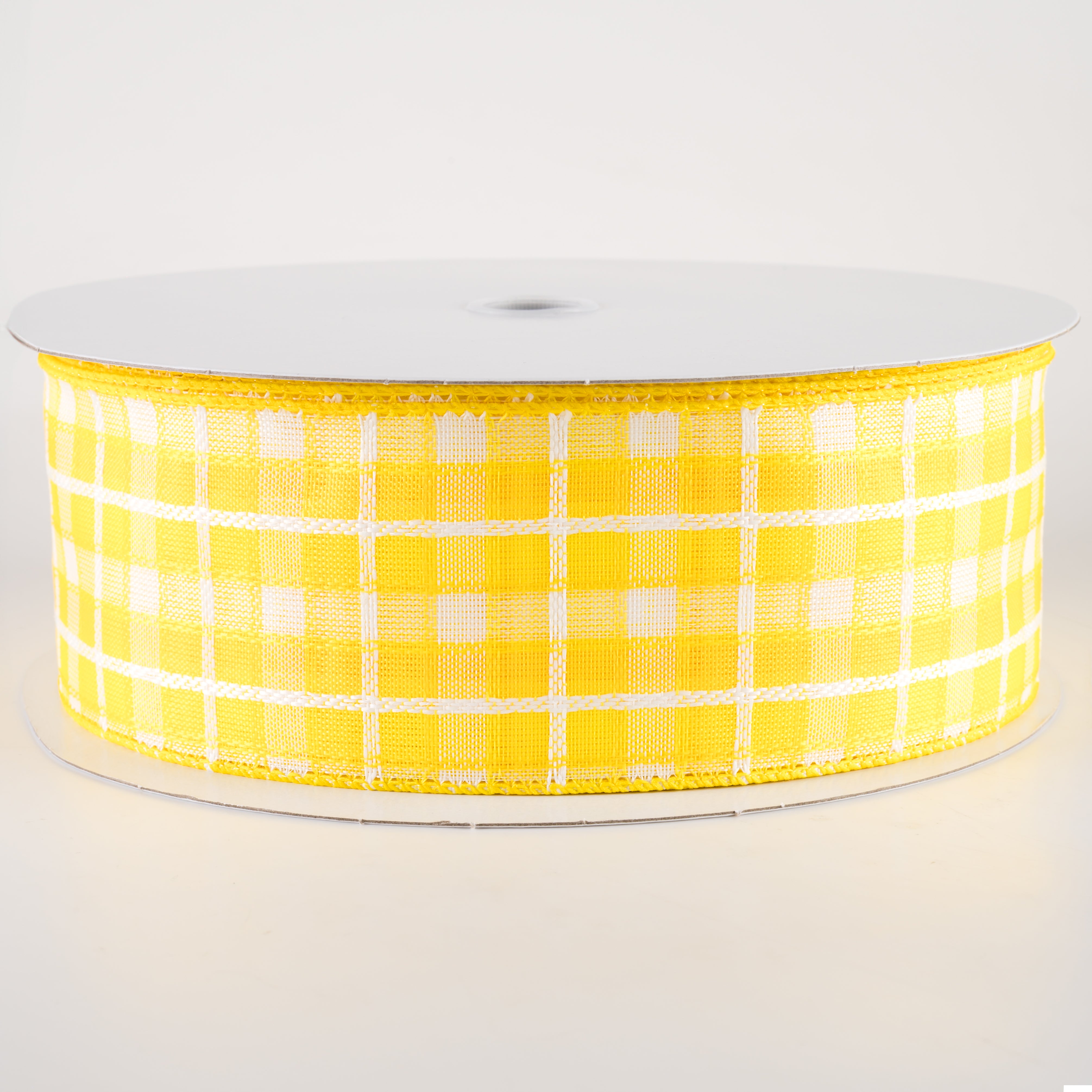 2.5" Kentini Plaid Ribbon: Yellow & White (50 Yards) Item Number: 841-40-410