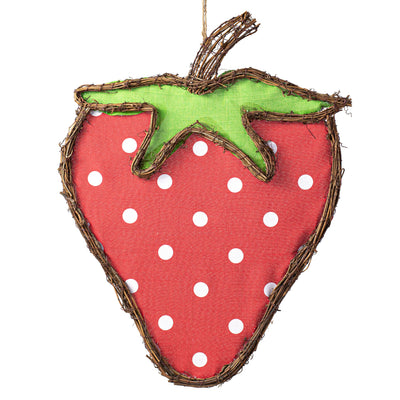 19" Grapevine Hanger: Red & White Strawberry