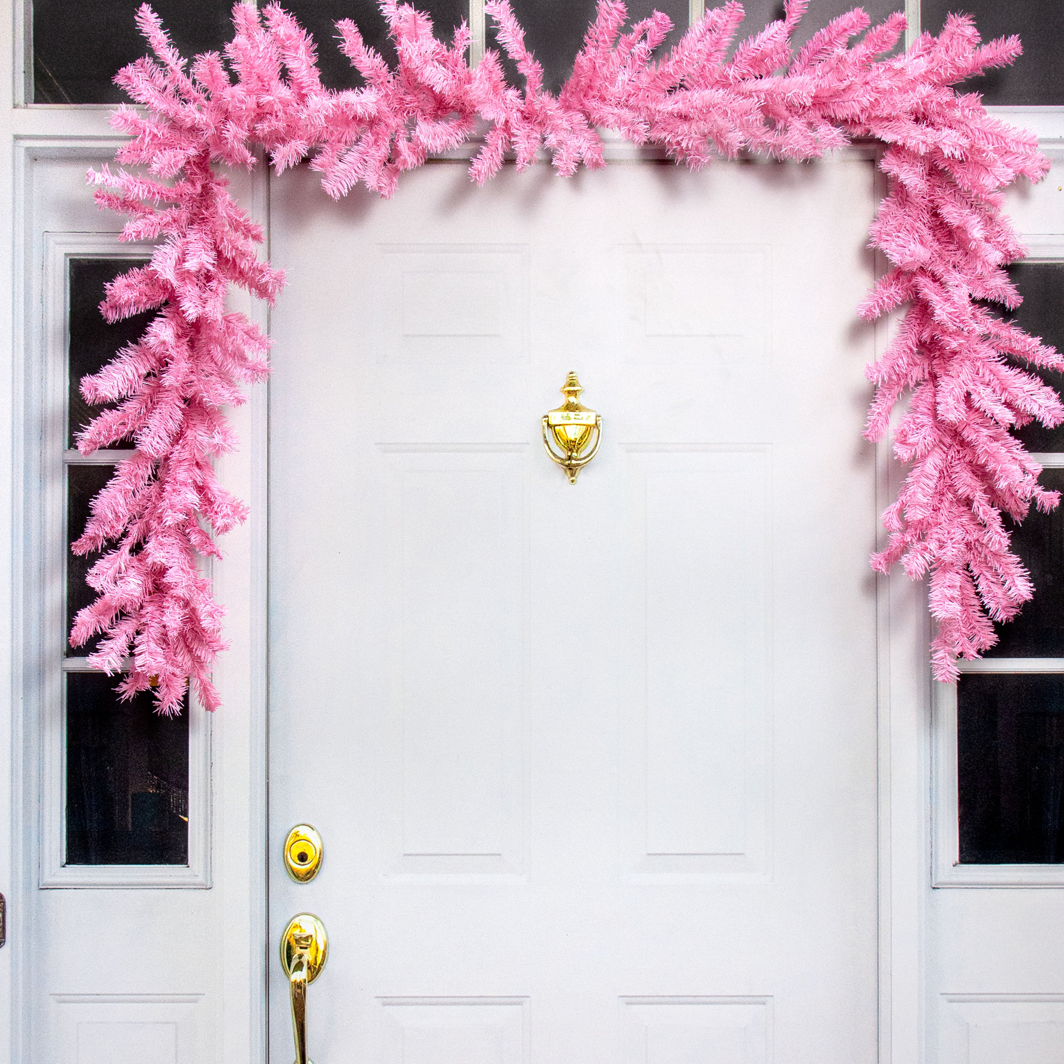 9' King's Pine Garland: Pink Lifestyle Photo