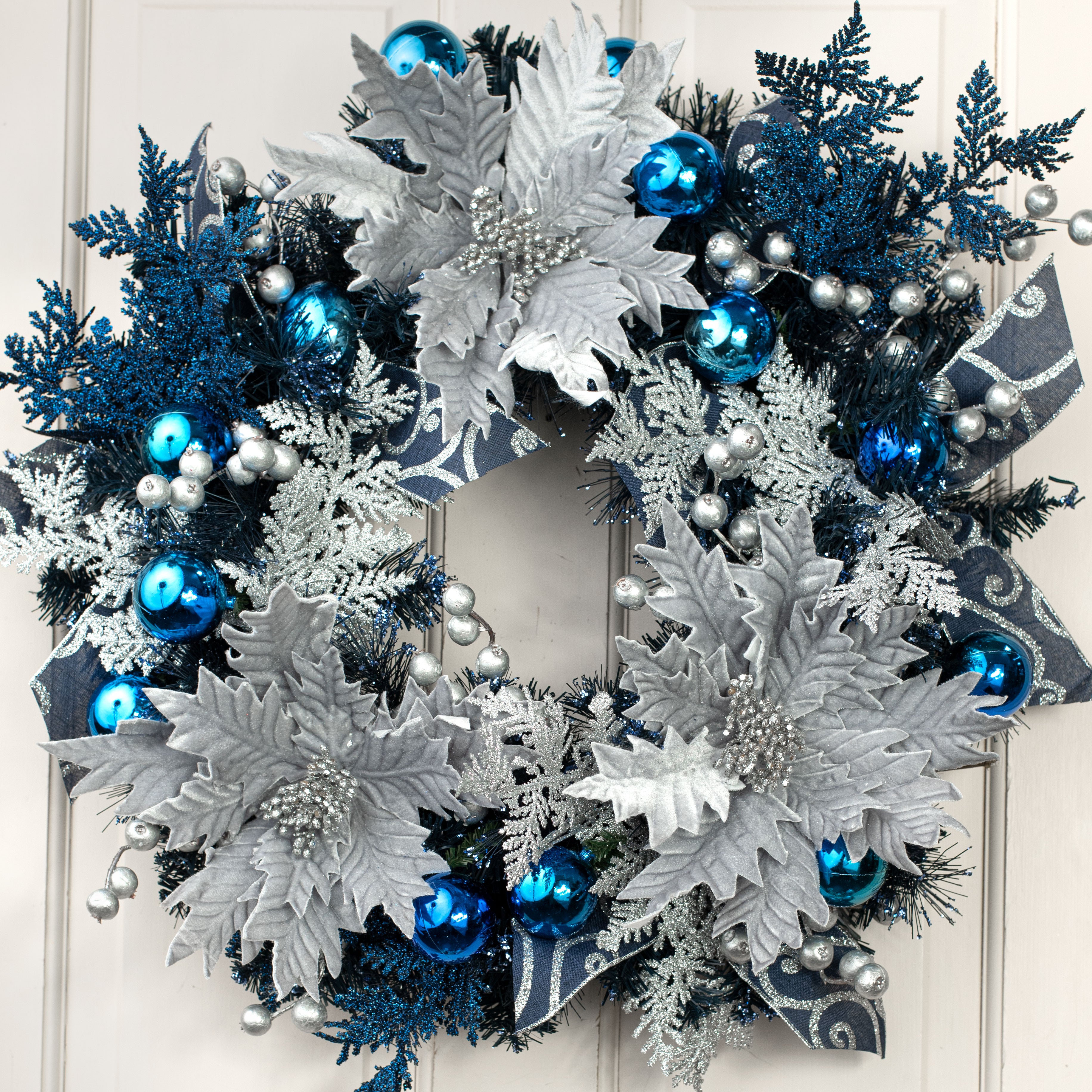 24" King's Pine Wreath: Navy Blue Lifestyle Photo