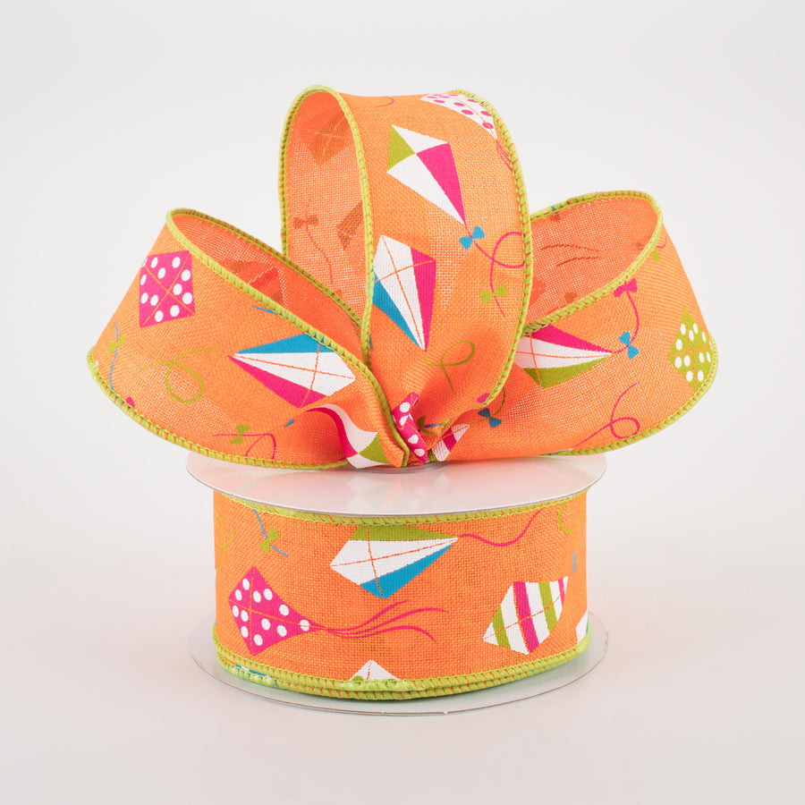 1.5" Kites Ribbon: Orange, Lime, Fuchsia, Turquoise (10 Yards) Lifestyle Photo