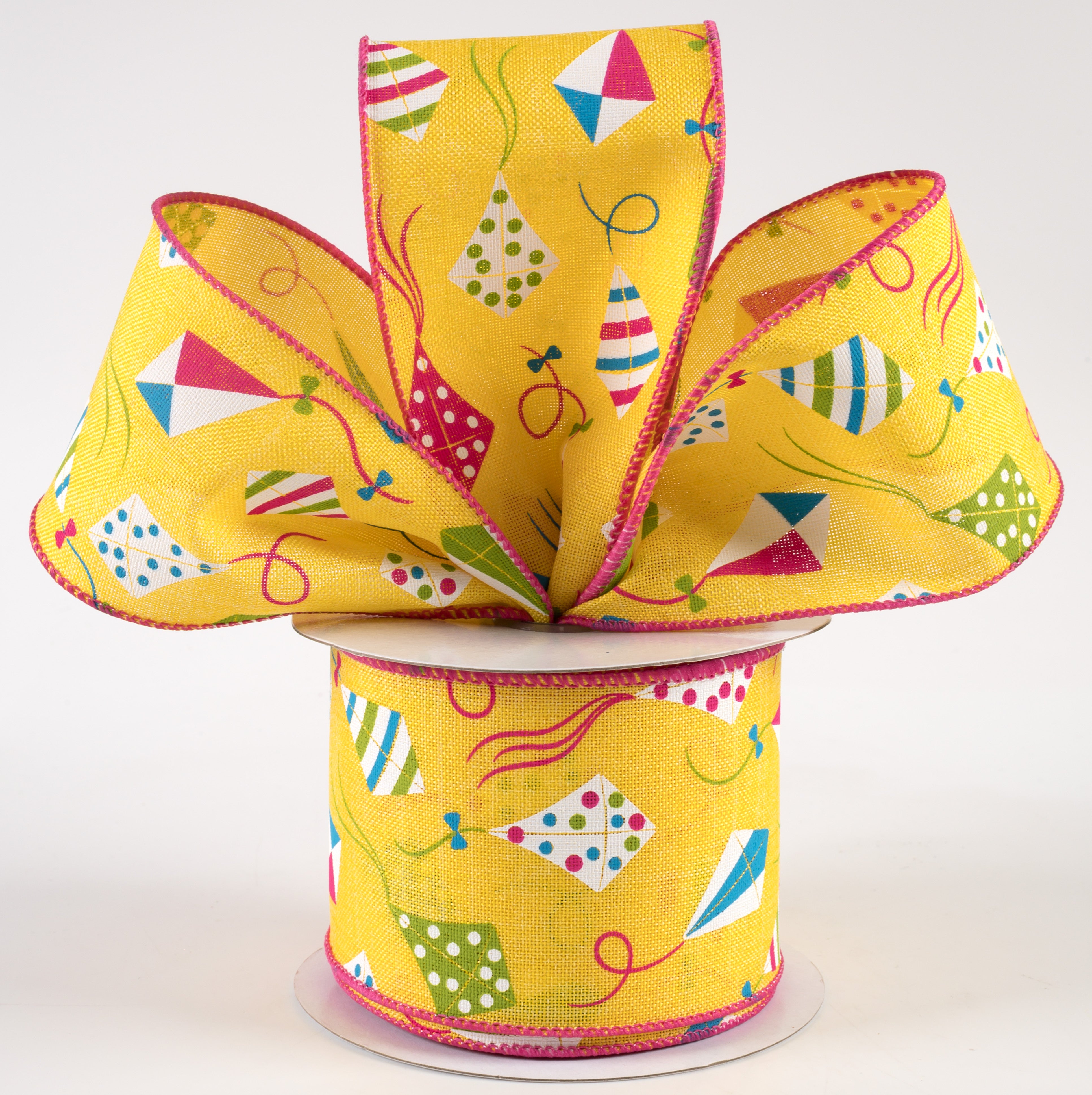 2.5" Kites Ribbon: Yellow, Lime, Fuchsia, Turquoise (10 Yards) Lifestyle Photo