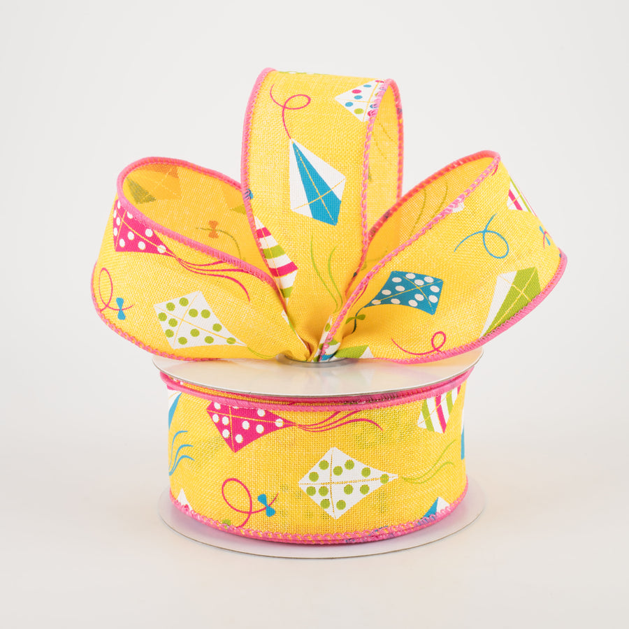 1.5" Kites Ribbon: Yellow, Lime, Fuchsia, Turquoise (10 Yards) Lifestyle Photo