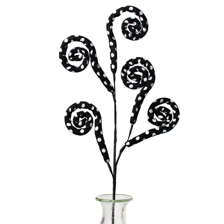 30" Knit Fabric Polkadot Spiral Curly Spray: Black & White Item Number: 84733BKWT