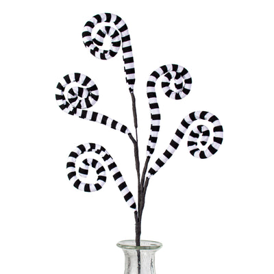 30" Knit Fabric Stripe Spiral Curly Spray: Black & White Item Number: 56533BKWT