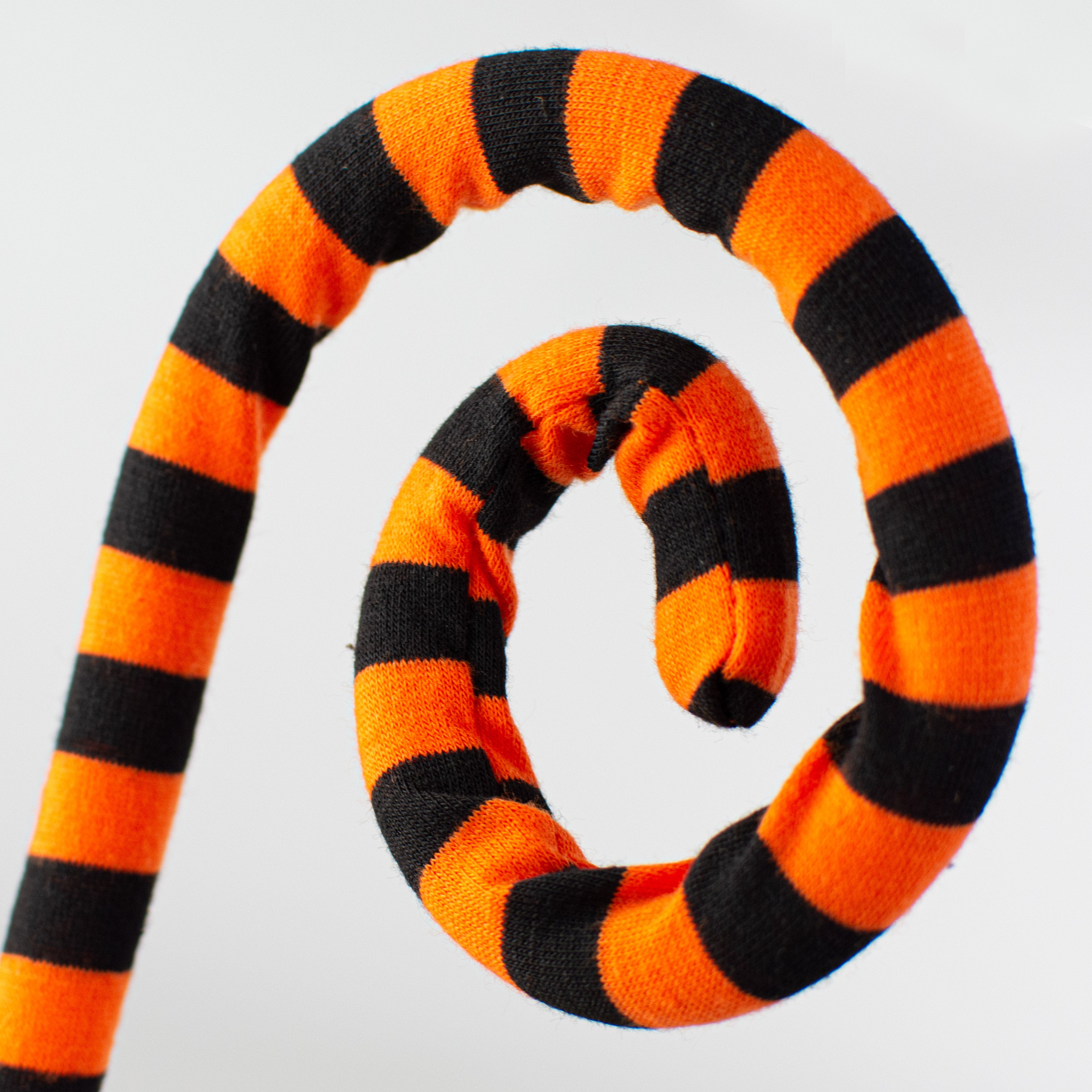 30" Knit Fabric Stripe Spiral Curly Spray: Orange & Black Lifestyle Photo