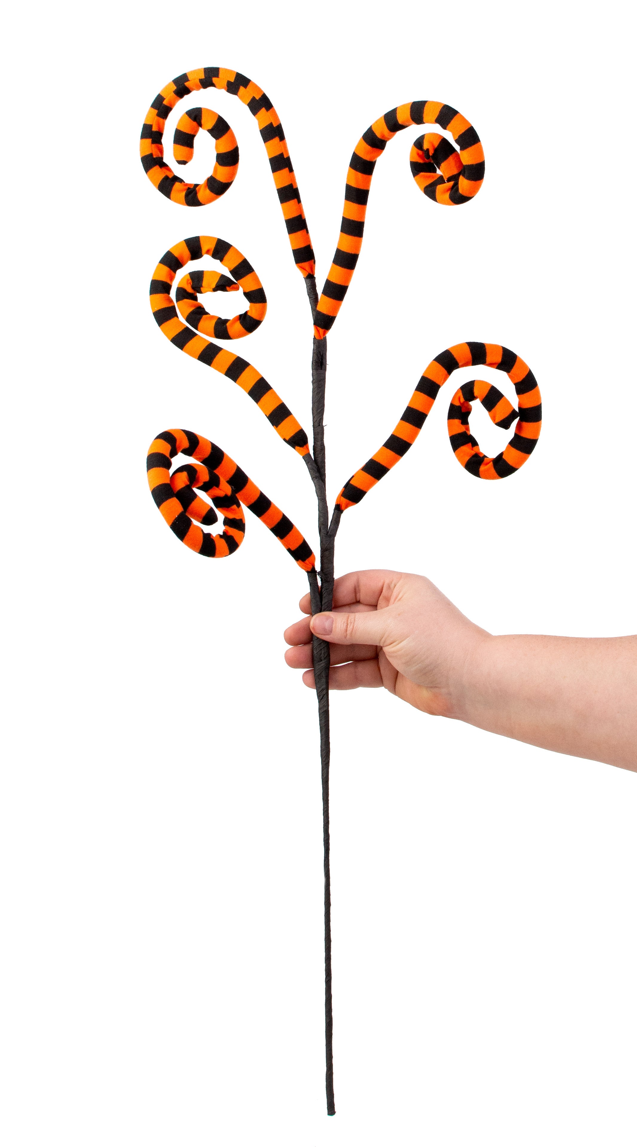 30" Knit Fabric Stripe Spiral Curly Spray: Orange & Black detail photo 3