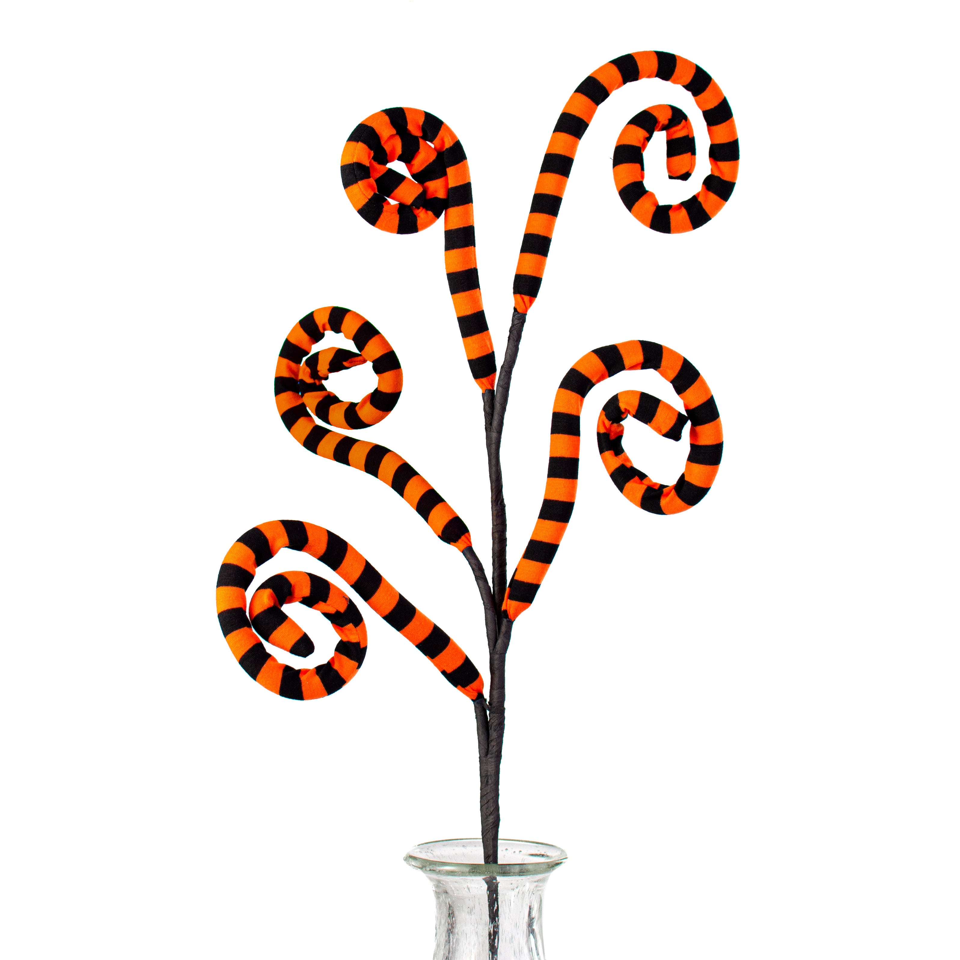 30" Knit Fabric Stripe Spiral Curly Spray: Orange & Black Item Number: 56533ORBK