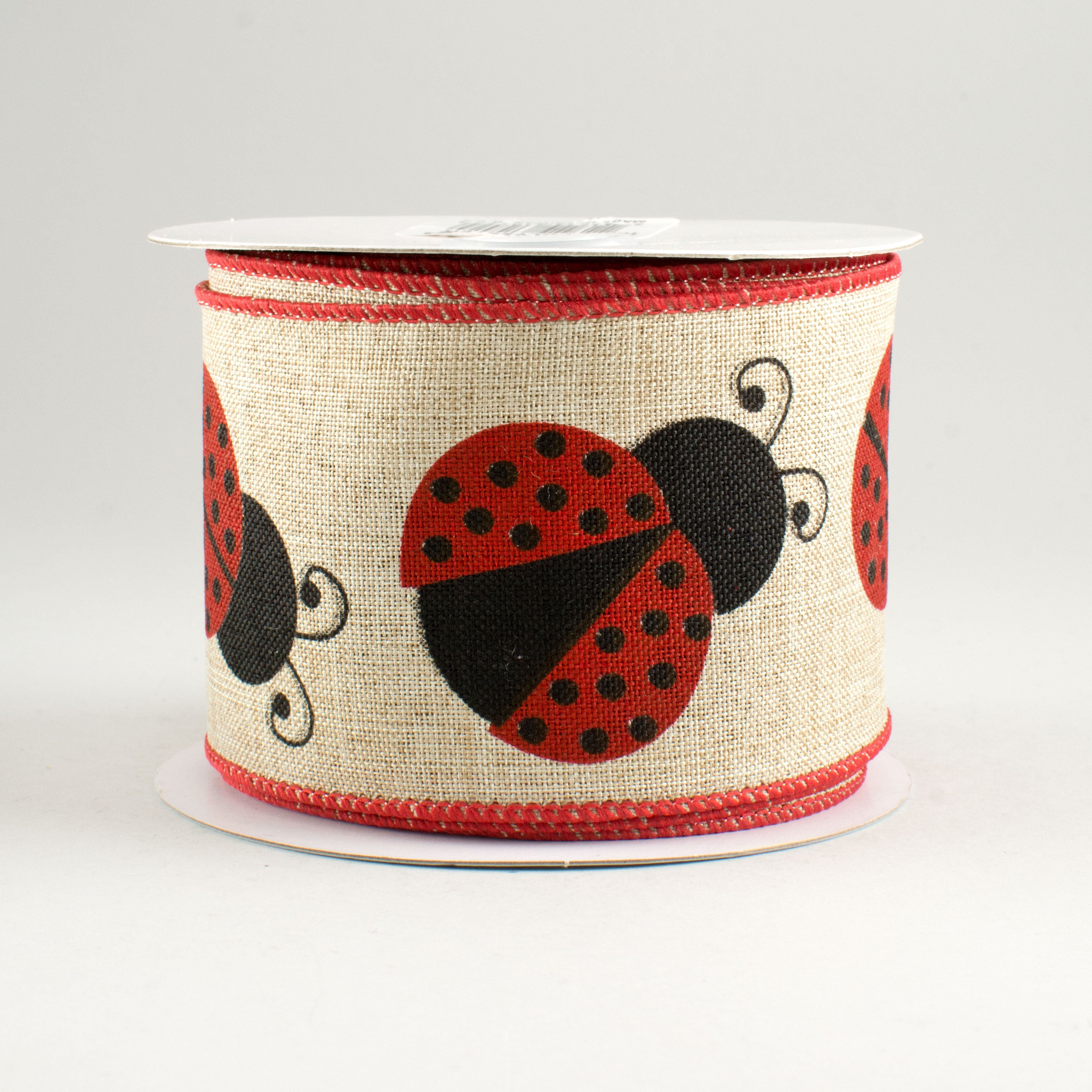 2.5" Ladybug Ribbon: Natural, Red, Black (10 Yards)