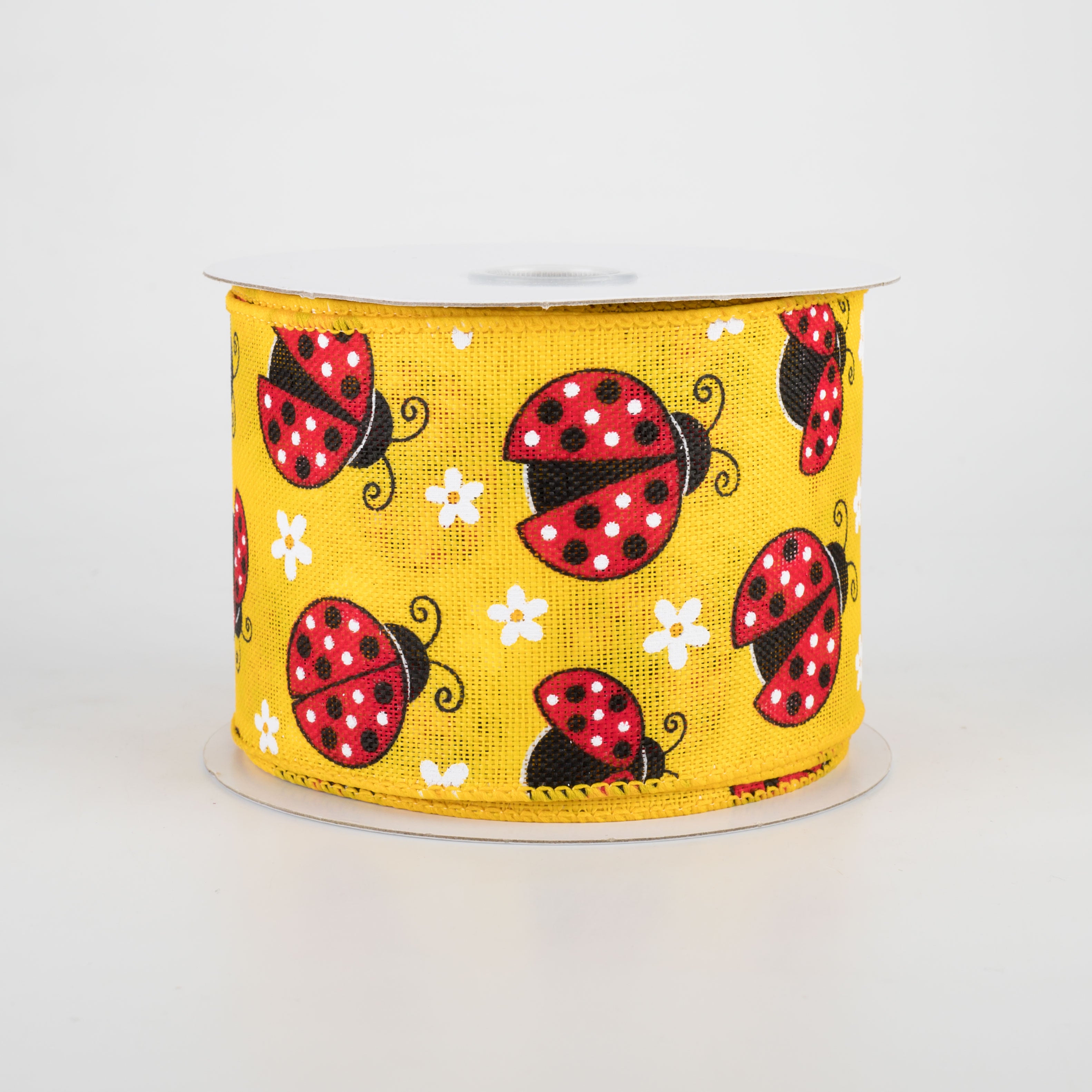 2.5" Ladybugs Daisies Ribbon: Daffodil (10 Yards)