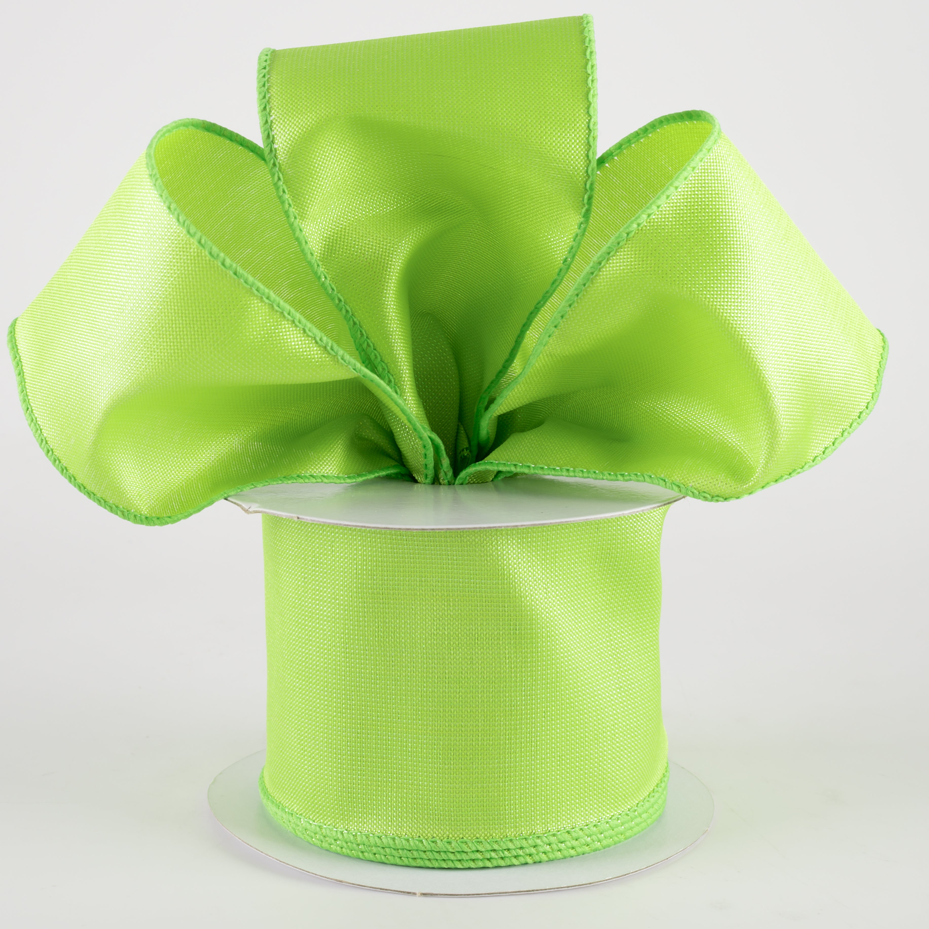 2.5" Lala Iridescent Solid Ribbon: Lime Green (10 Yards) detail photo 3