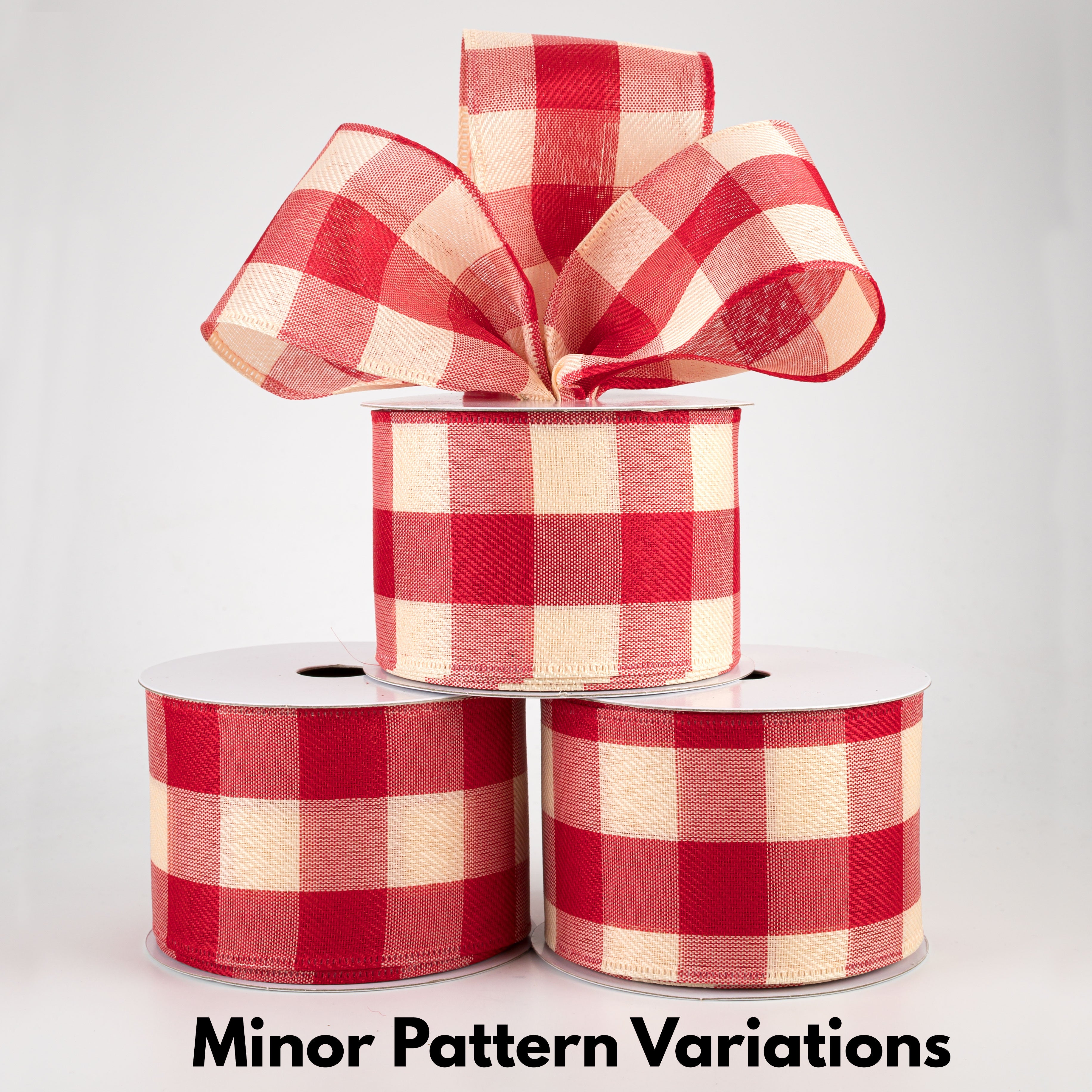 2.5" Large Buffalo Check Plaid Ribbon: Red & Ivory (10 Yards) Lifestyle Photo