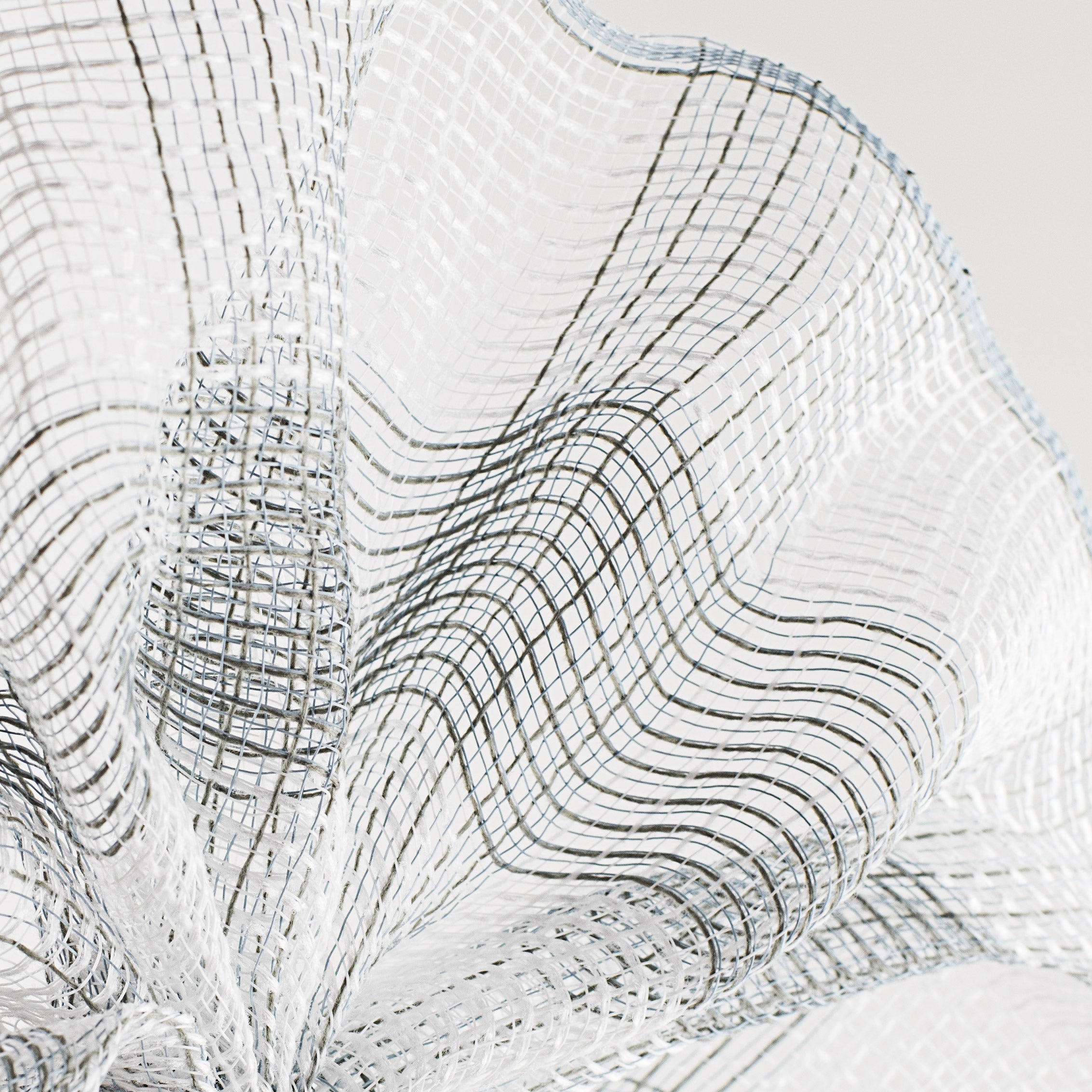 10" Large Check Fabric Mesh: White & Grey Lifestyle Photo