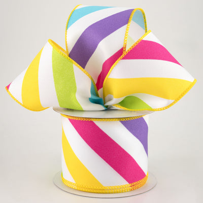 2.5" Large Diagonal Stripe Ribbon: Multi Brights (10 Yards) Lifestyle Photo