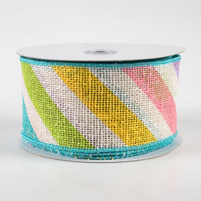 2.5" Large Diagonal Stripe Ribbon: Pastels (10 Yards)