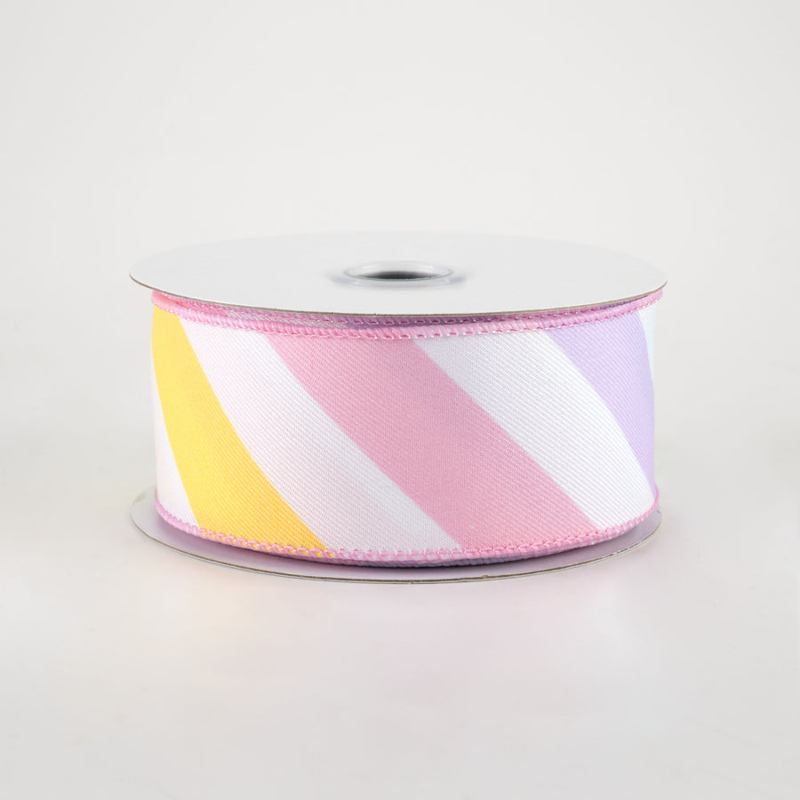 1.5" Large Diagonal Stripe Ribbon: Pastels (10 Yards)