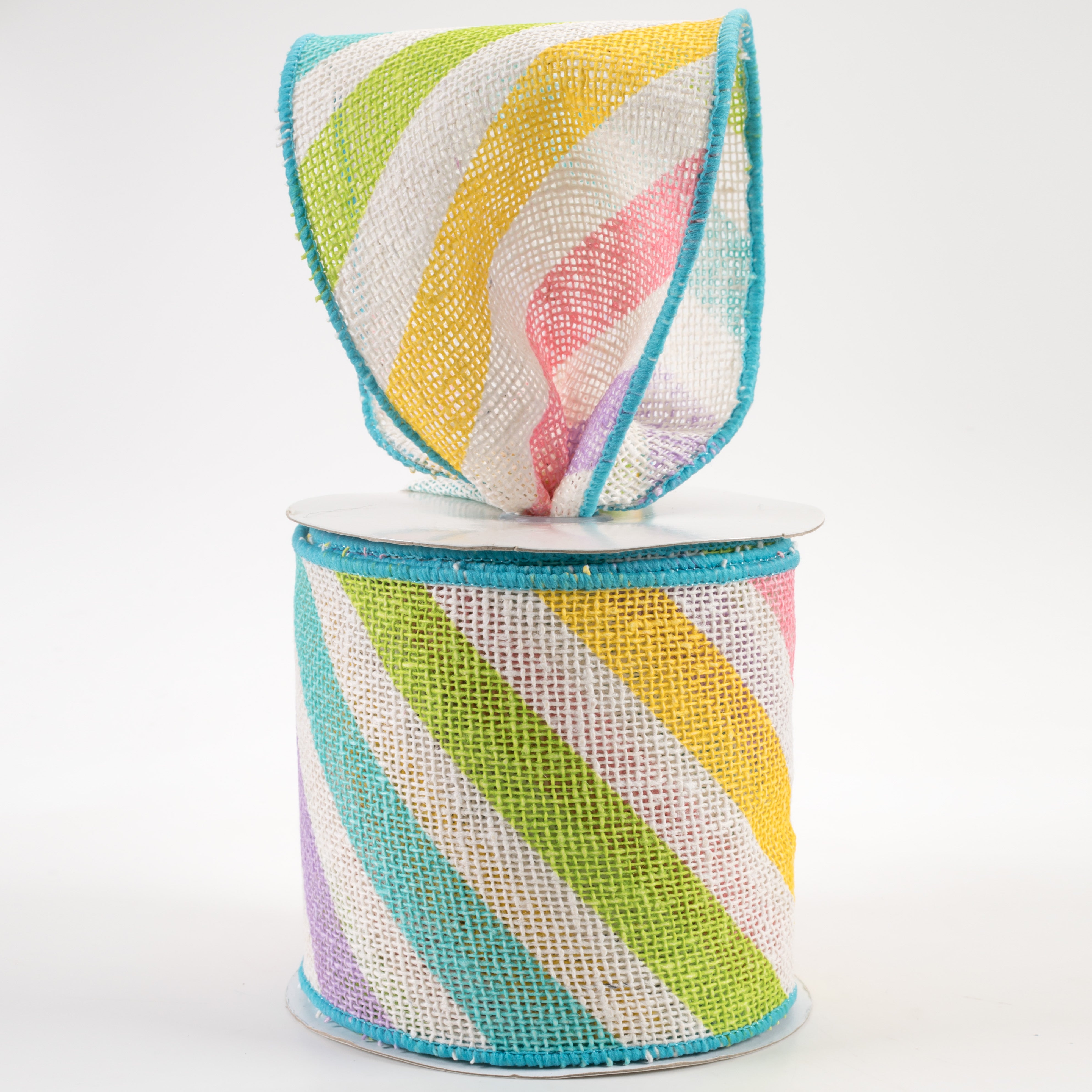 4" Large Diagonal Stripe Ribbon: Pastels (10 Yards) Lifestyle Photo