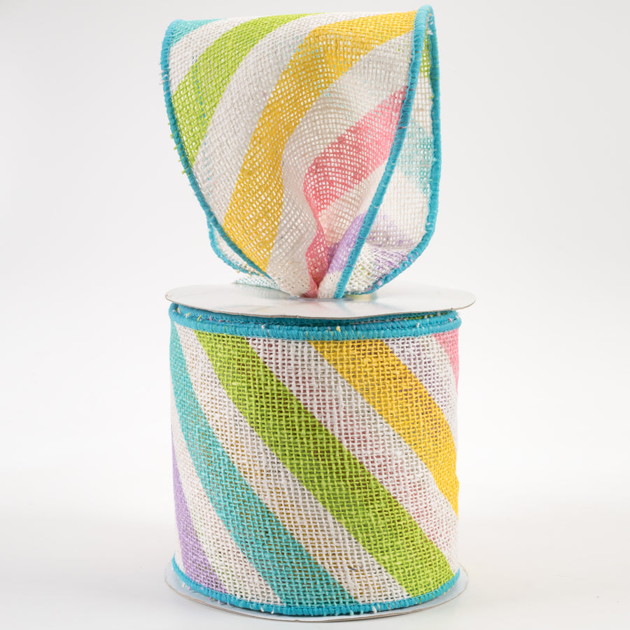 4" Large Diagonal Stripe Ribbon: Pastels (10 Yards) Lifestyle Photo