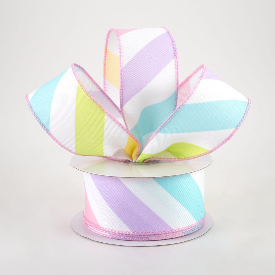 1.5" Large Diagonal Stripe Ribbon: Pastels (10 Yards) Lifestyle Photo