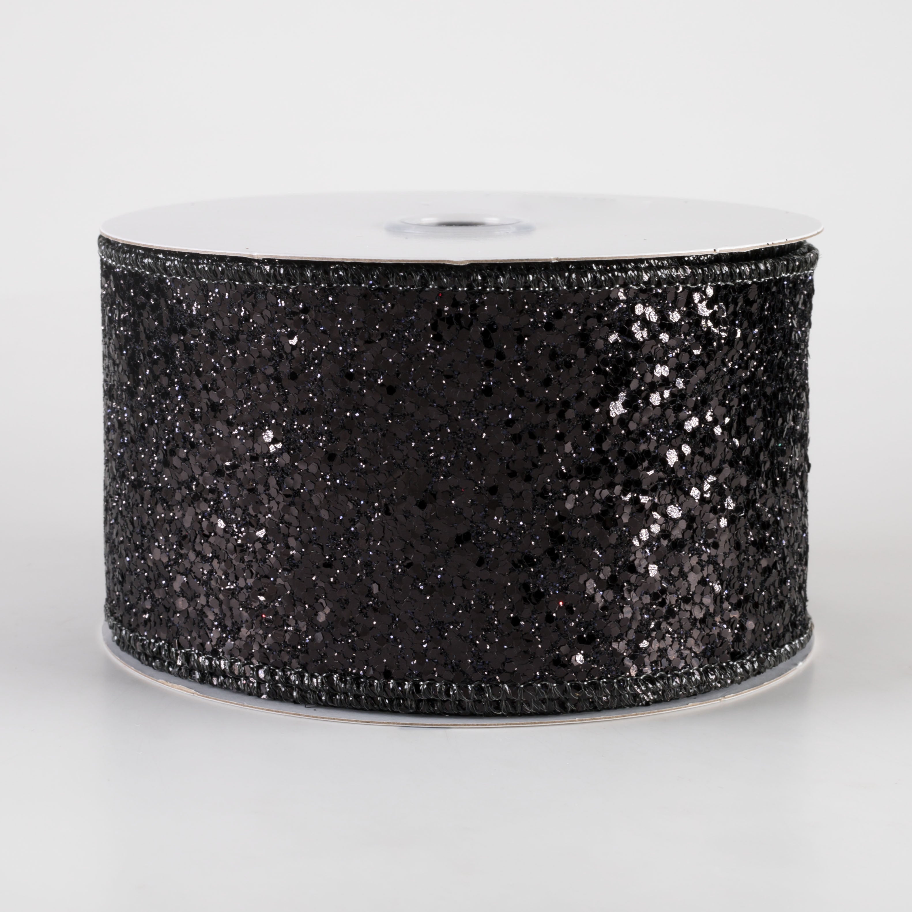 2.5" Large Glitter Ribbon: Black (10 Yards)