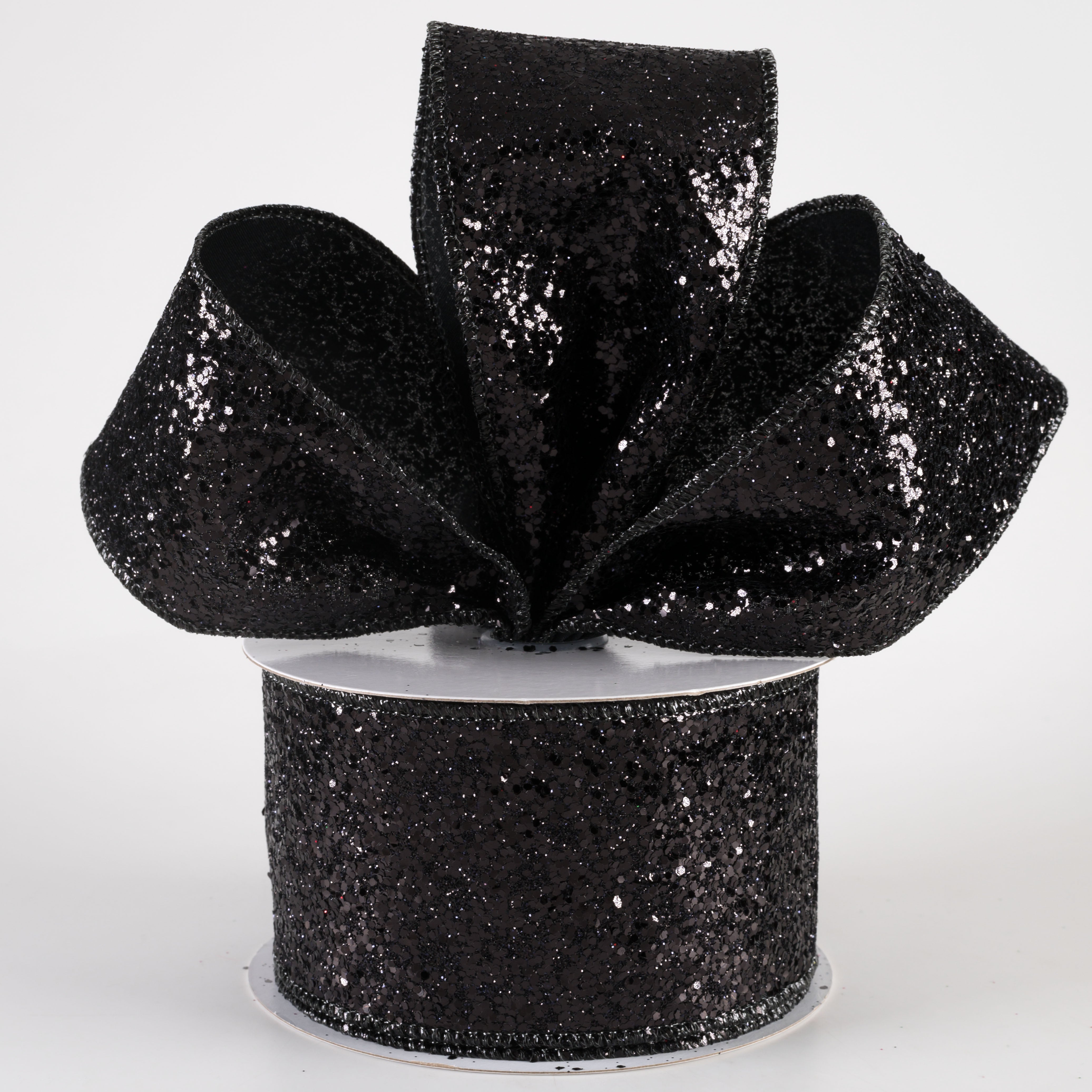 2.5" Large Glitter Ribbon: Black (10 Yards) Lifestyle Photo