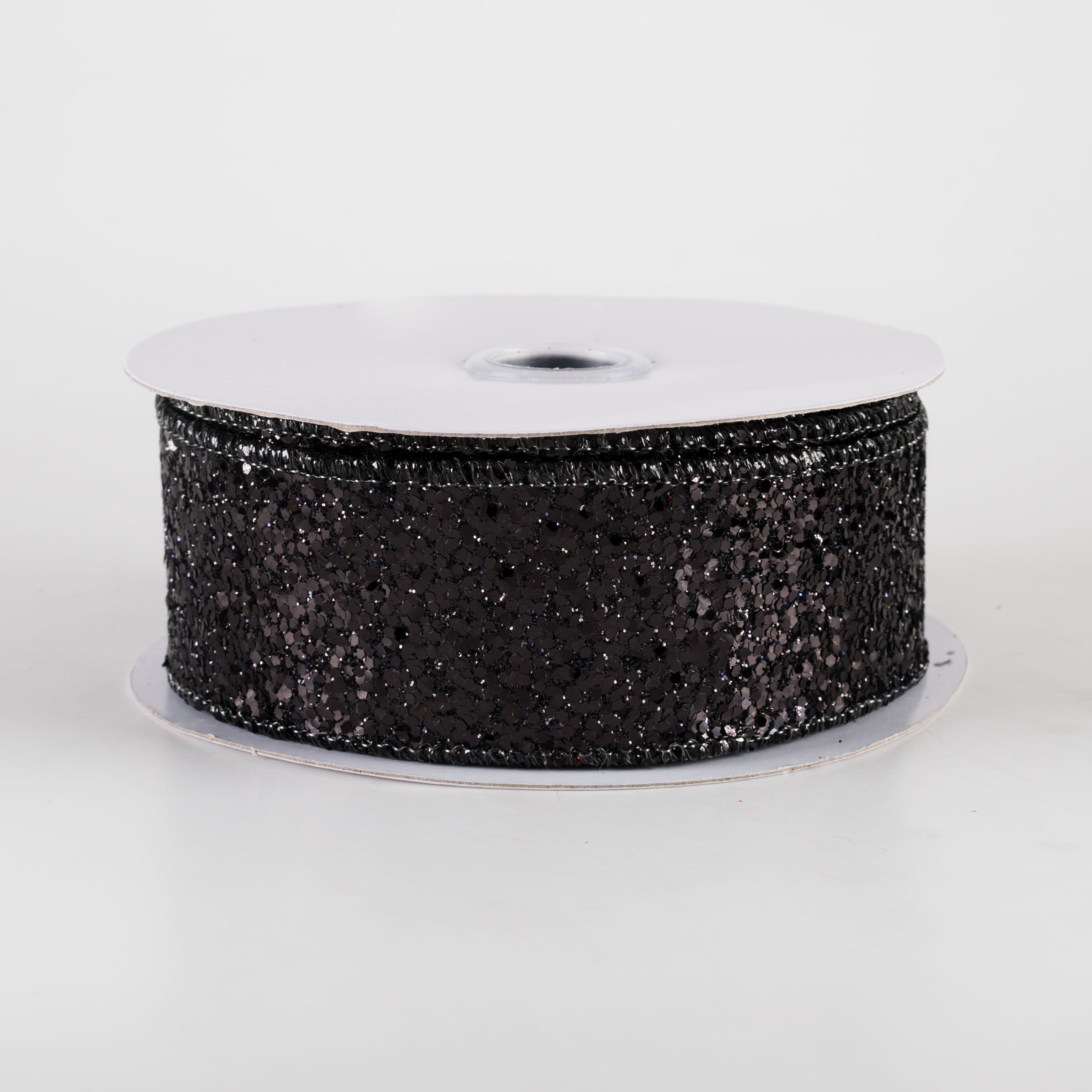 1.5" Large Glitter Ribbon: Black (10 Yards)