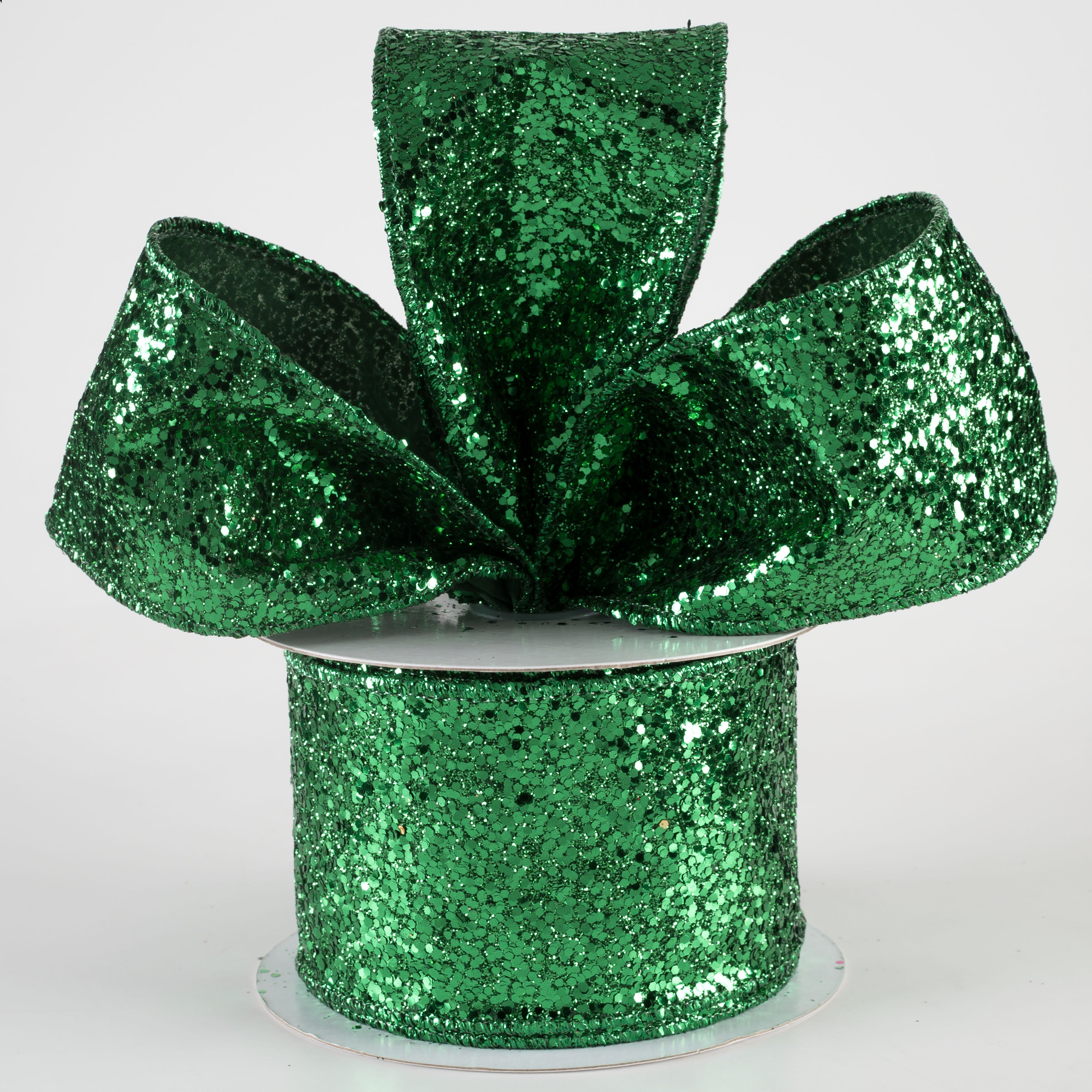 2.5" Large Glitter Ribbon: Emerald Green (10 Yards) Lifestyle Photo