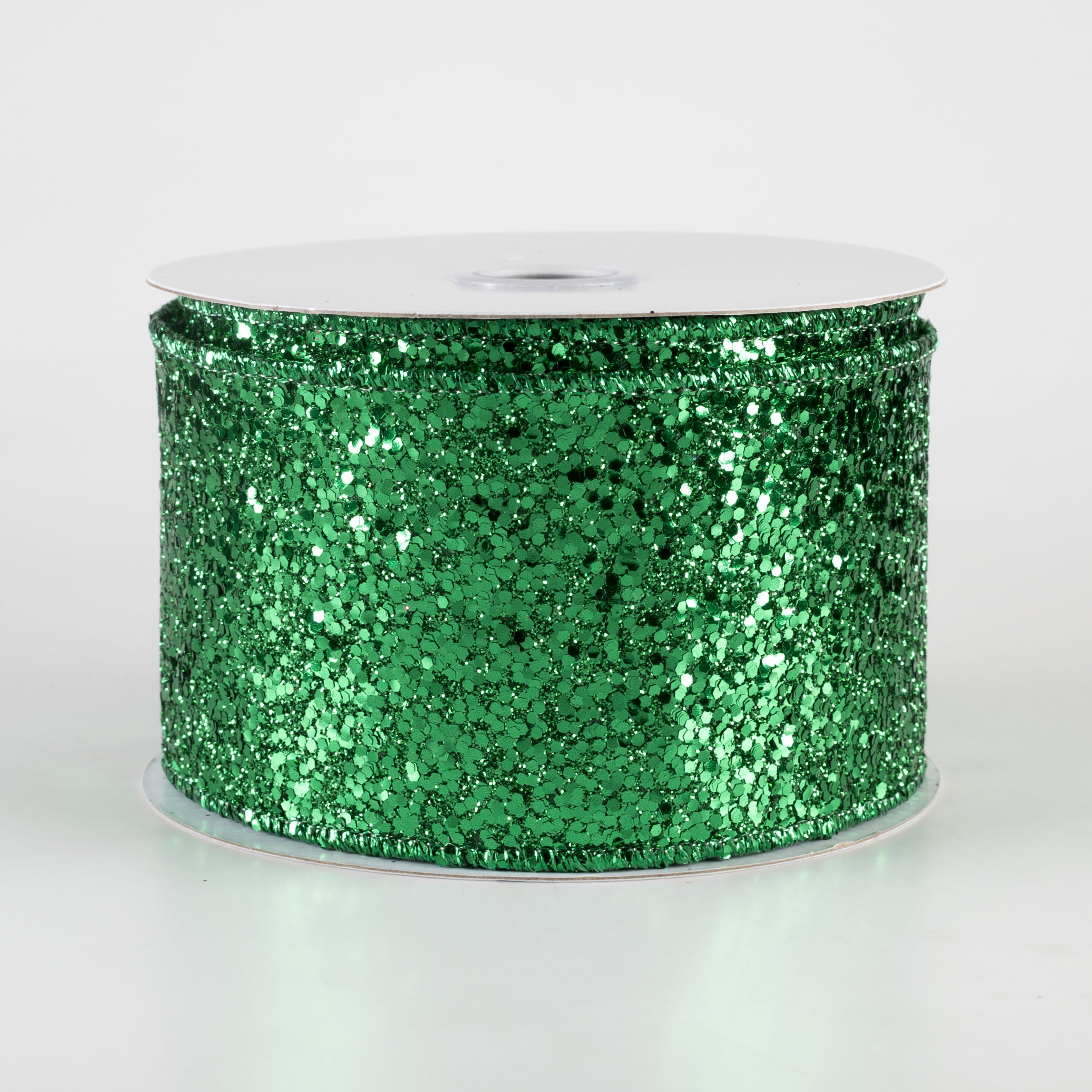 2.5" Large Glitter Ribbon: Emerald Green (10 Yards)
