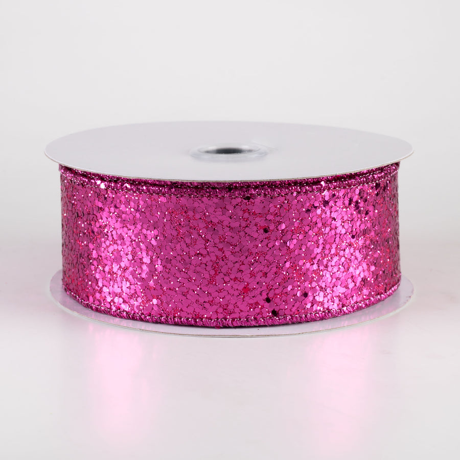 1.5" Large Glitter Ribbon: Fuchsia (10 Yards)