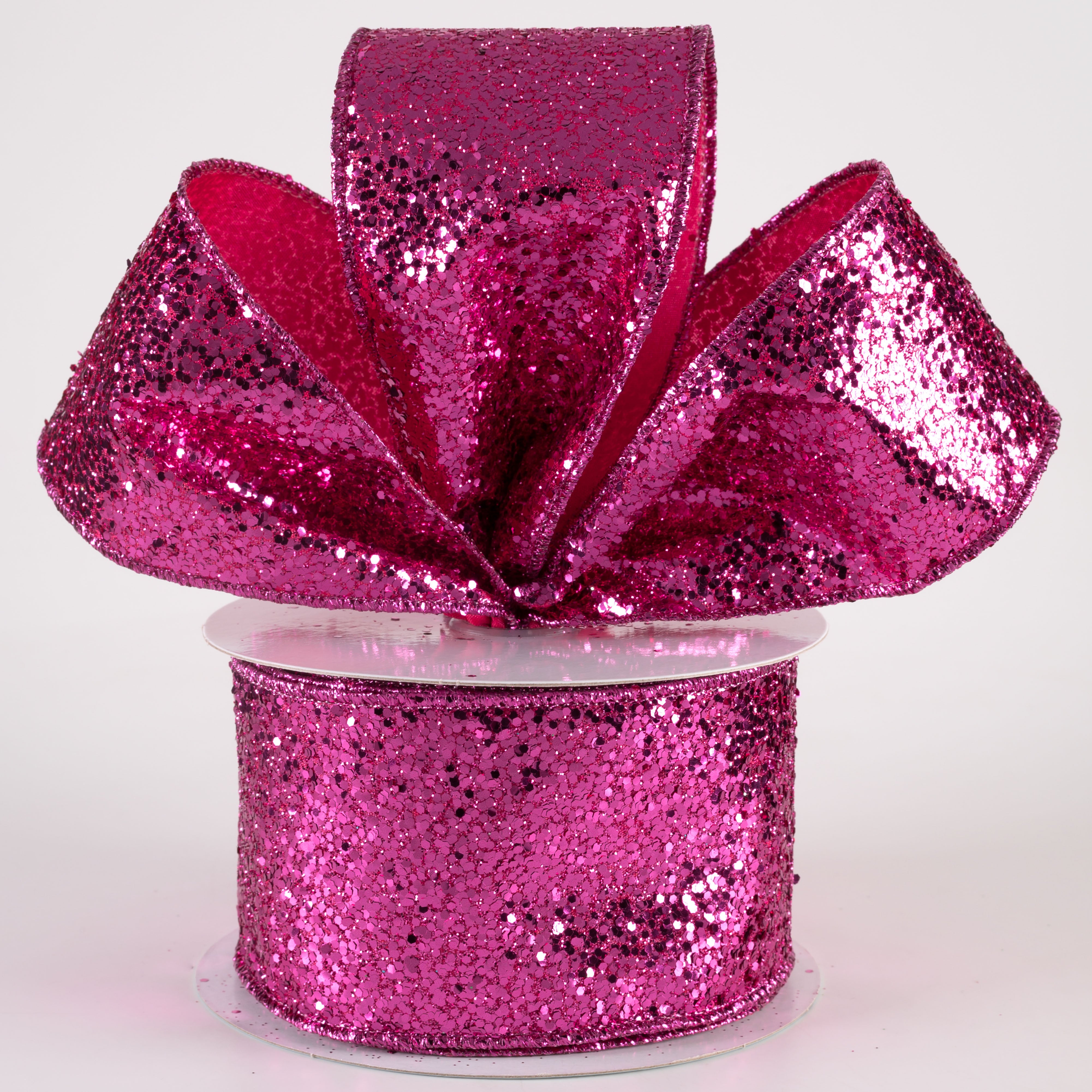 2.5" Large Glitter Ribbon: Fuchsia (10 Yards) Lifestyle Photo