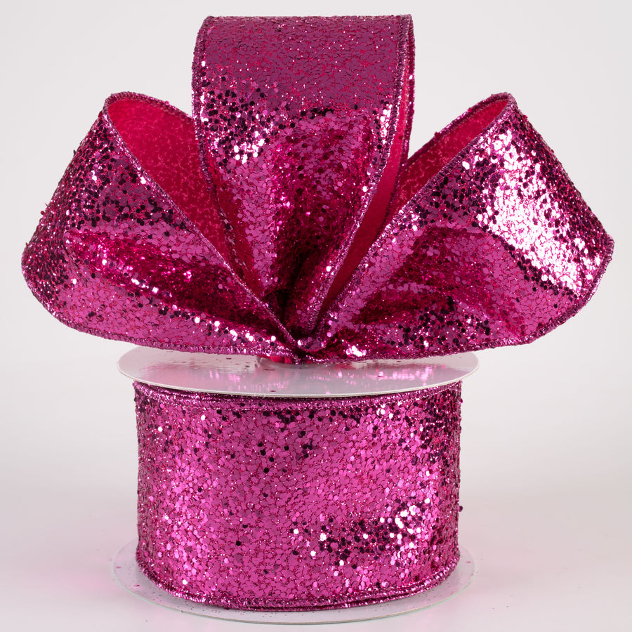 2.5" Large Glitter Ribbon: Fuchsia (10 Yards) Lifestyle Photo