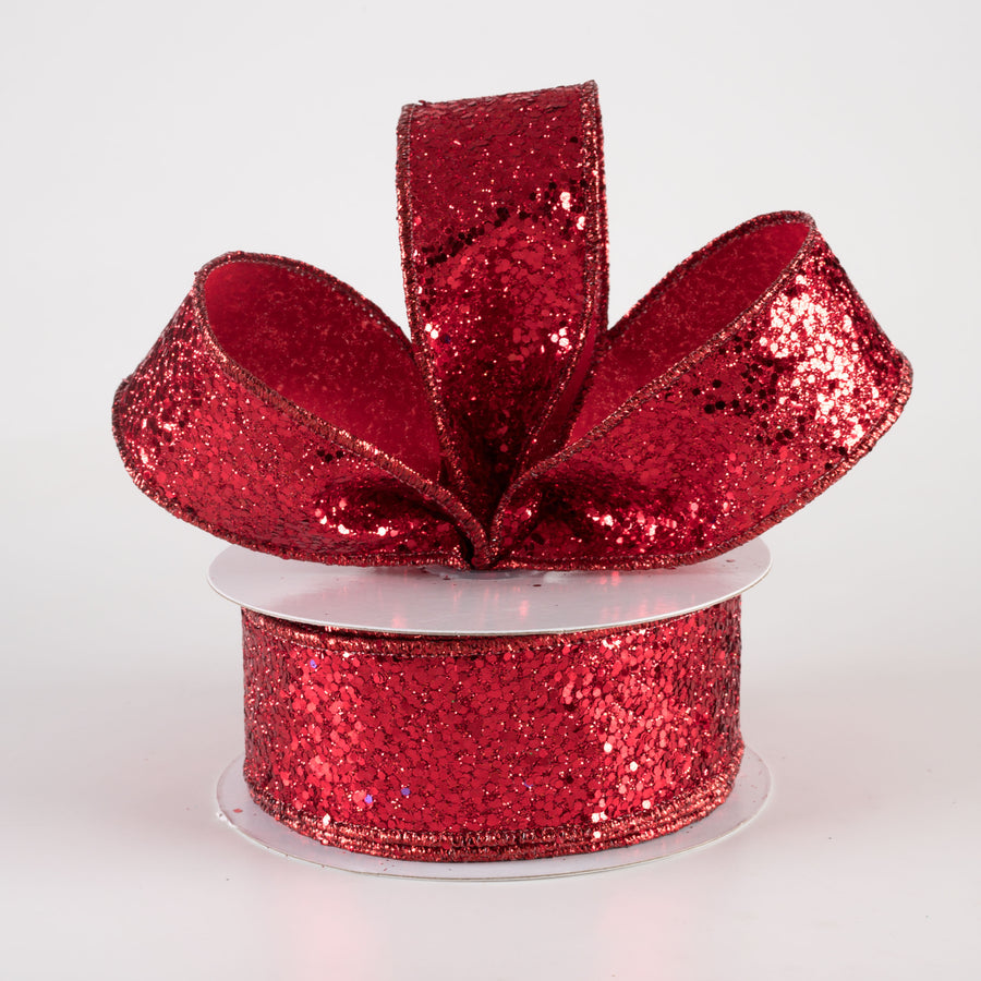 1.5" Large Glitter Ribbon: Red (10 Yards) Lifestyle Photo