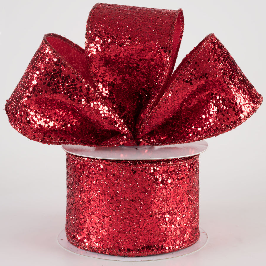 2.5" Large Glitter Ribbon: Red (10 Yards) Lifestyle Photo
