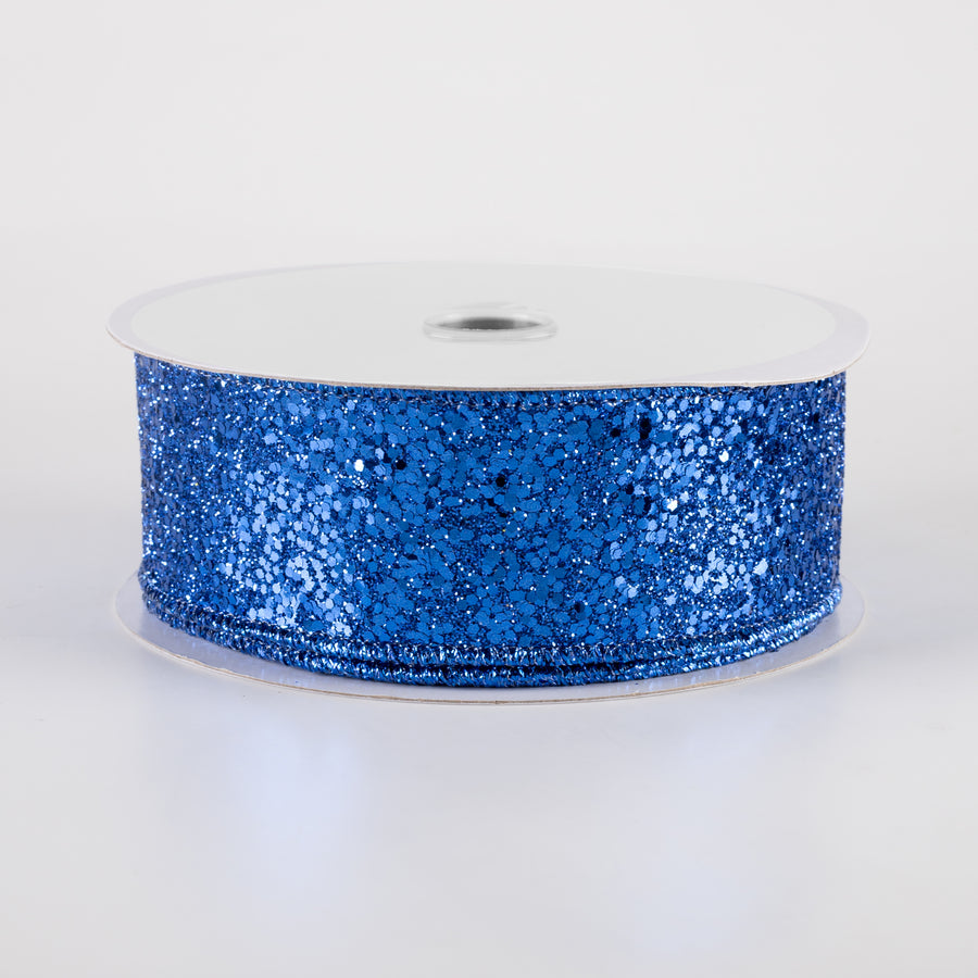 1.5" Large Glitter Ribbon: Royal Blue (10 Yards)