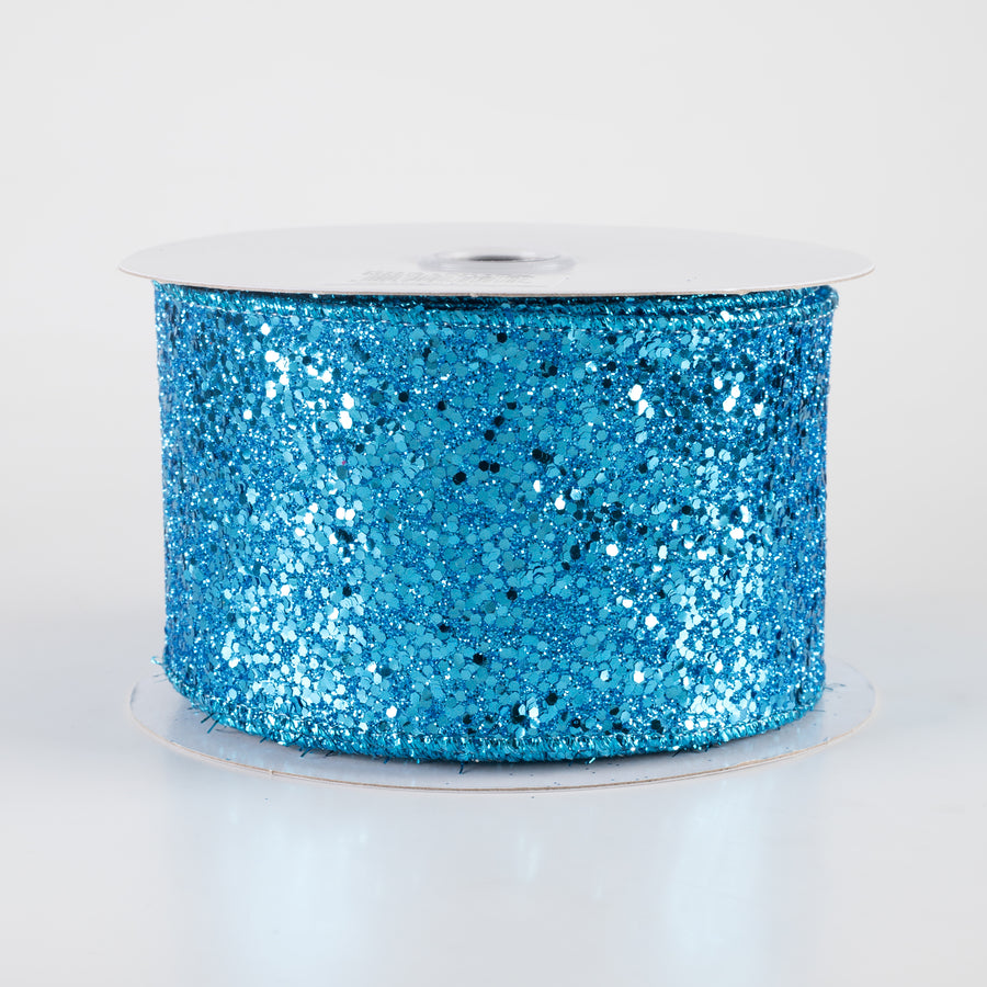 2.5" Large Glitter Ribbon: Turquoise (10 Yards)