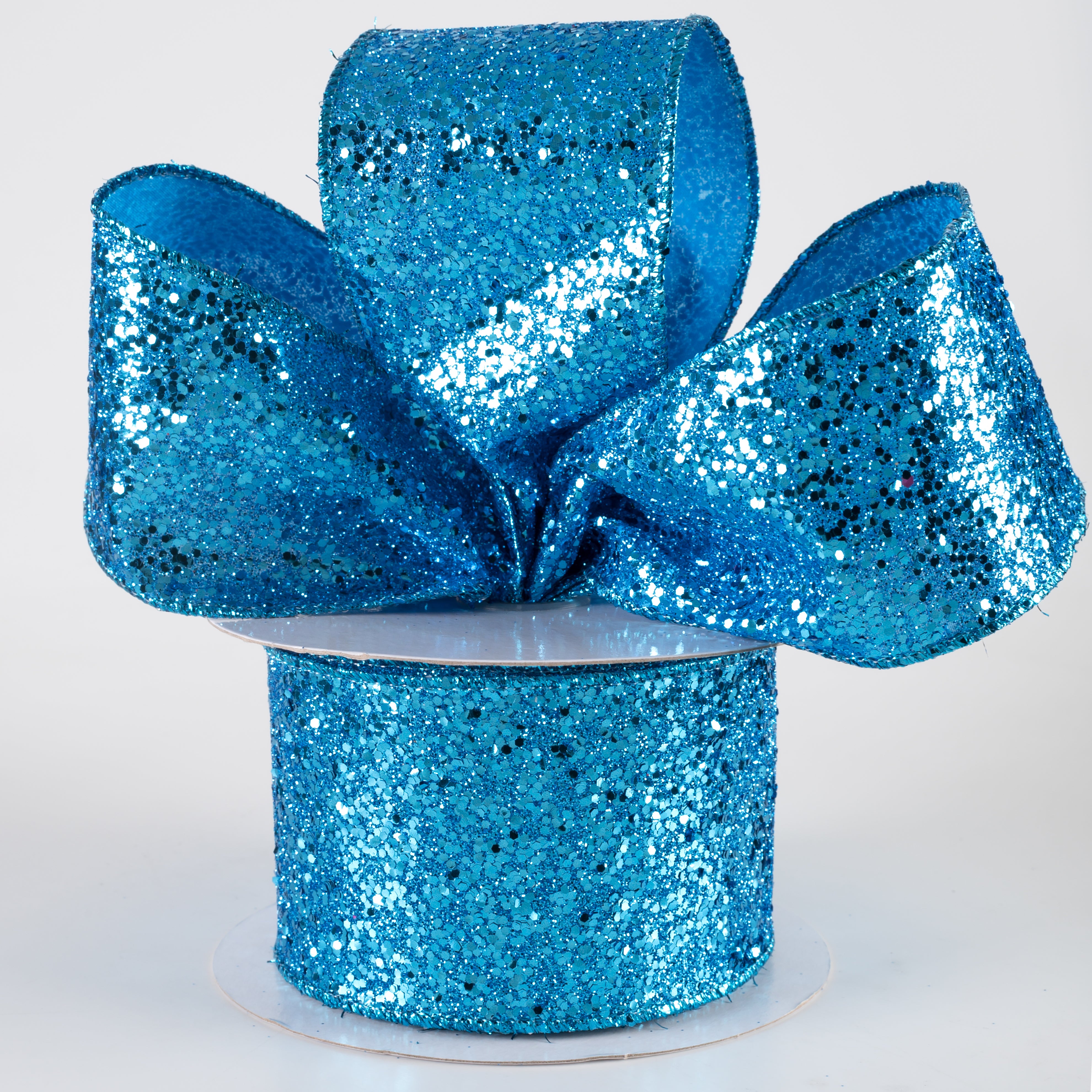 2.5" Large Glitter Ribbon: Turquoise (10 Yards) Lifestyle Photo