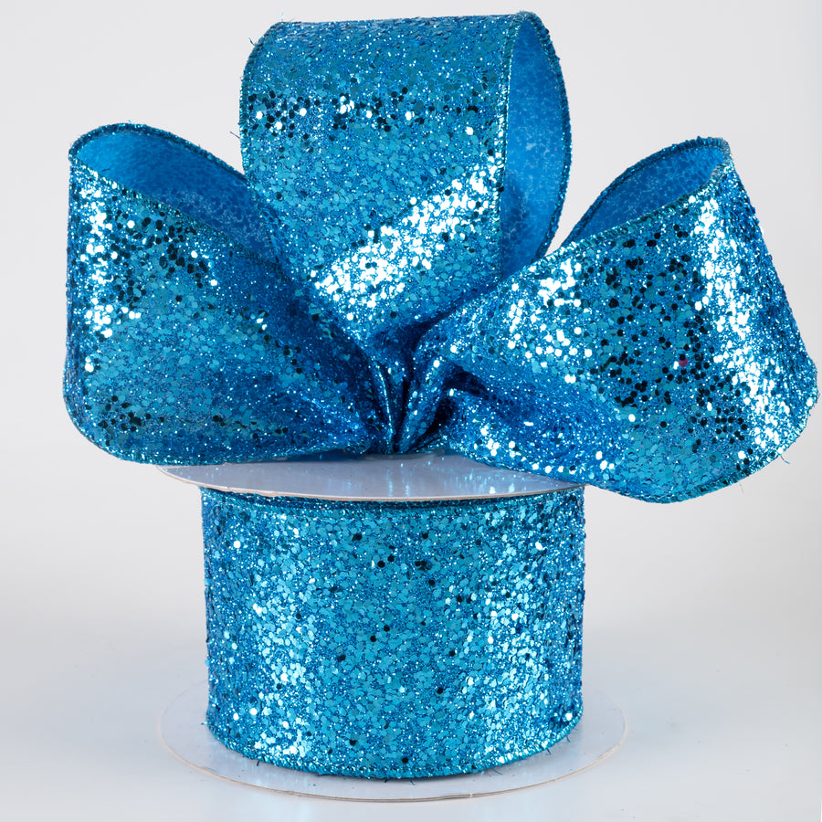 2.5" Large Glitter Ribbon: Turquoise (10 Yards) Lifestyle Photo