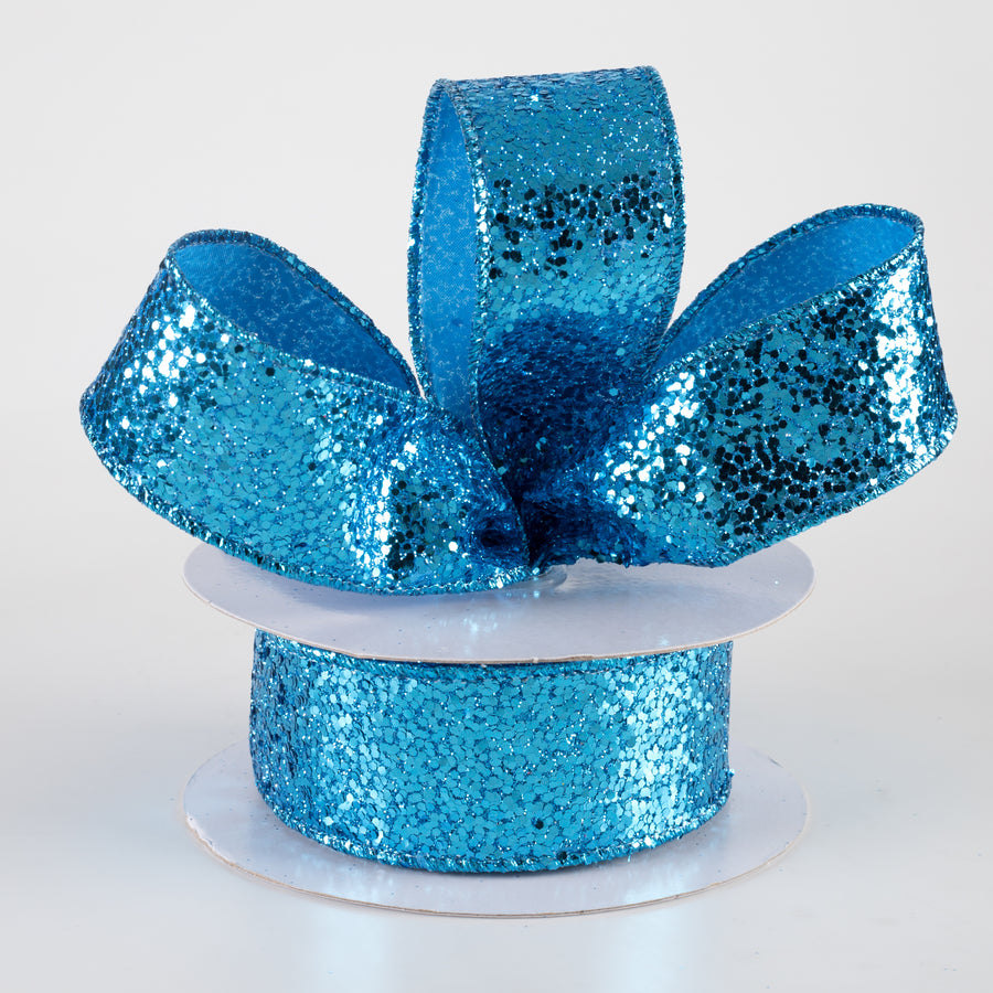 1.5" Large Glitter Ribbon: Turquoise (10 Yards) Lifestyle Photo