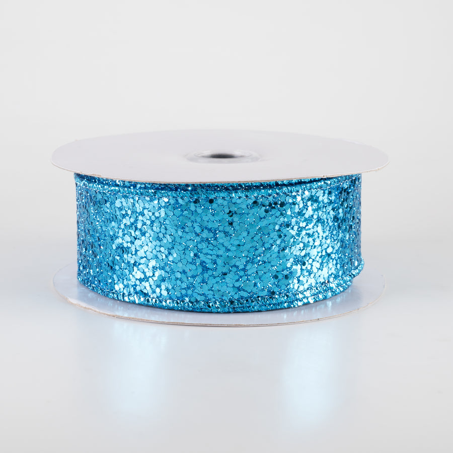 1.5" Large Glitter Ribbon: Turquoise (10 Yards)