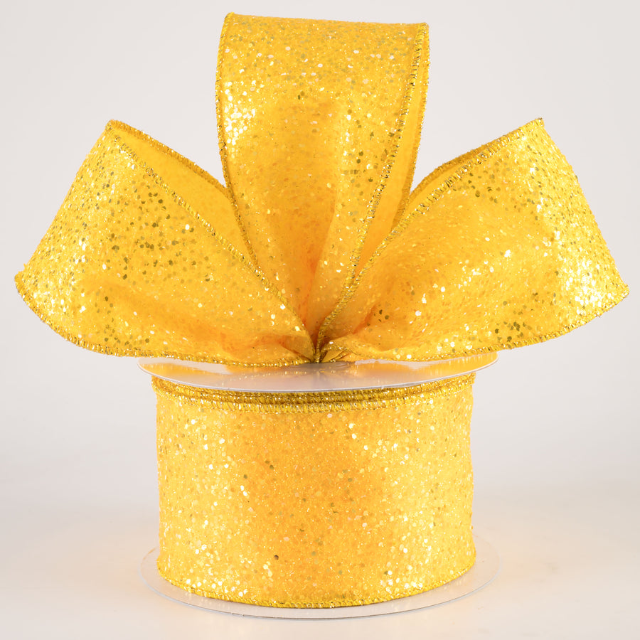 2.5" Large Glitter Ribbon: Yellow (10 Yards) Lifestyle Photo