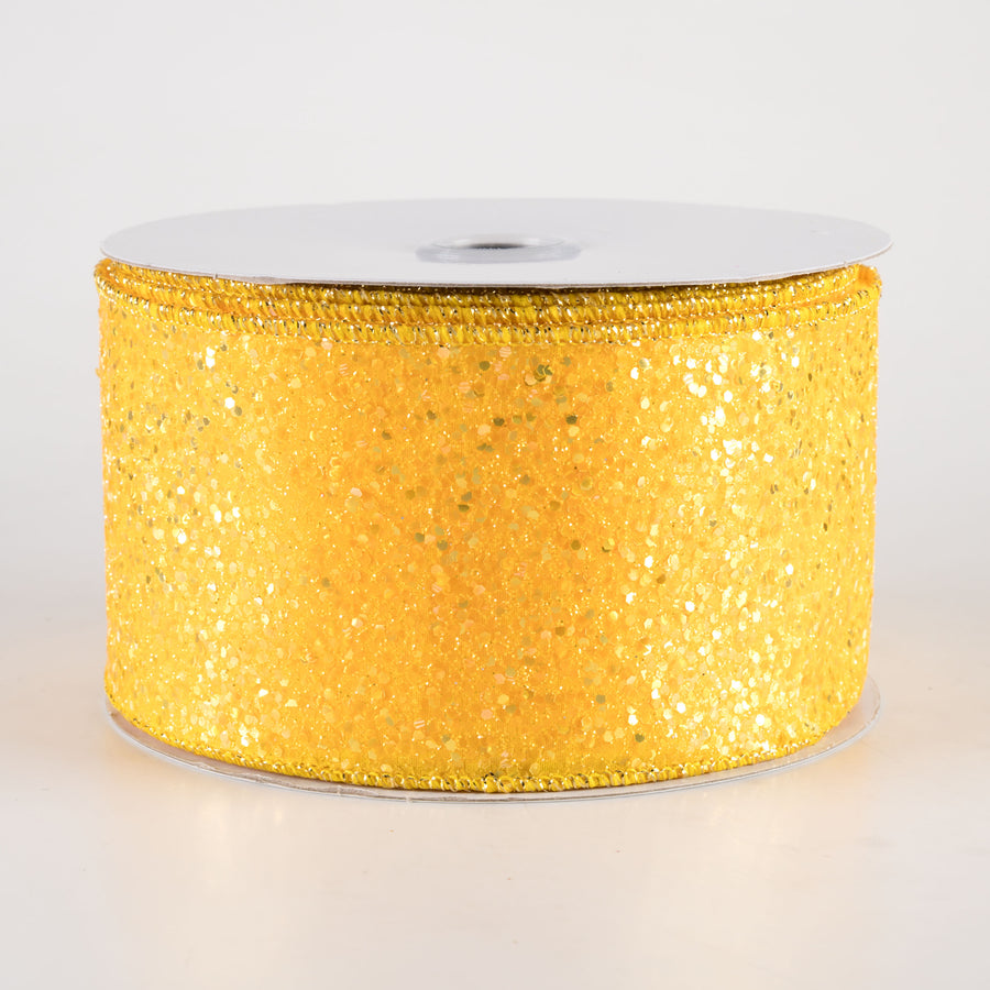 2.5" Large Glitter Ribbon: Yellow (10 Yards)