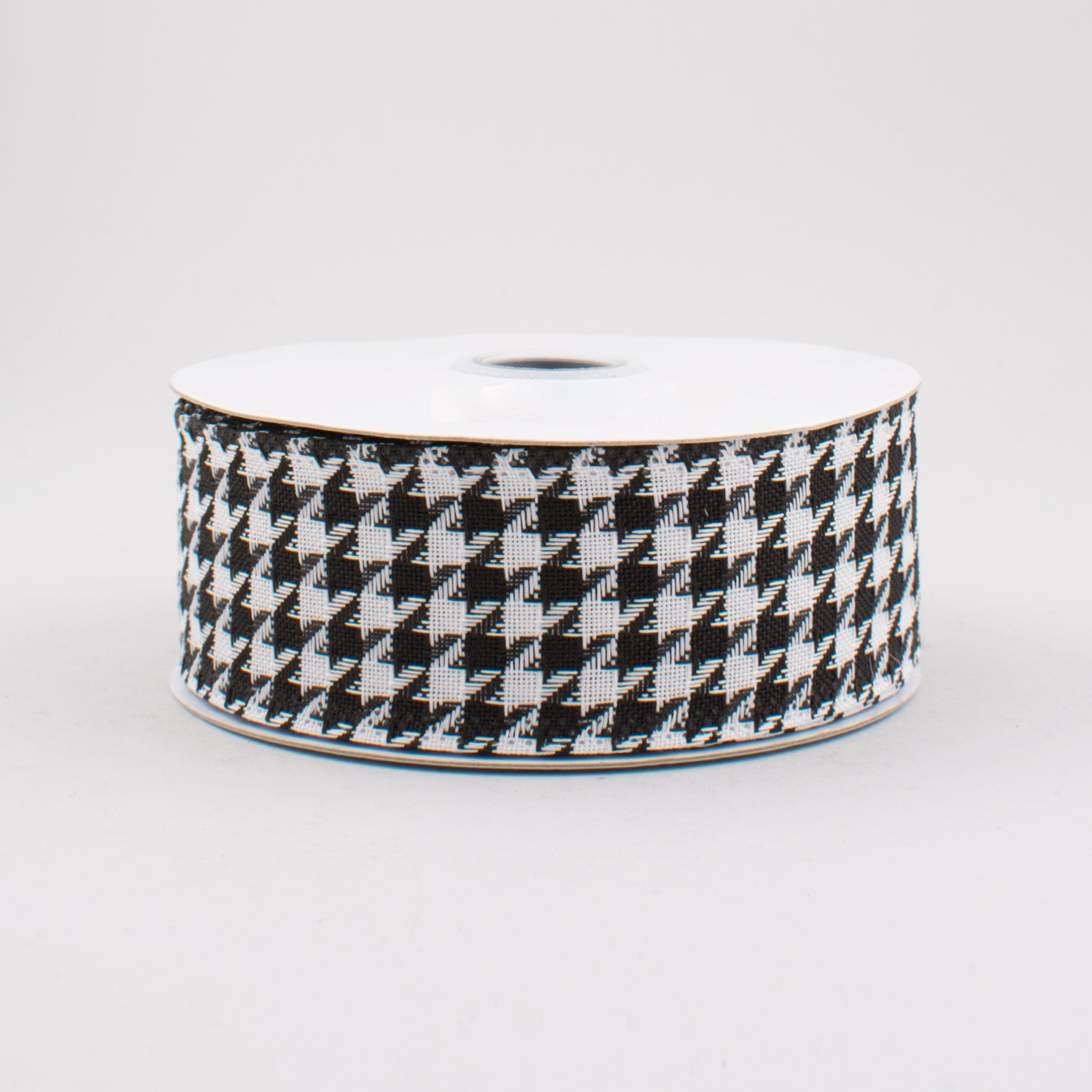 1.5" Large Houndstooth Print Ribbon: Black & White (10 Yards)