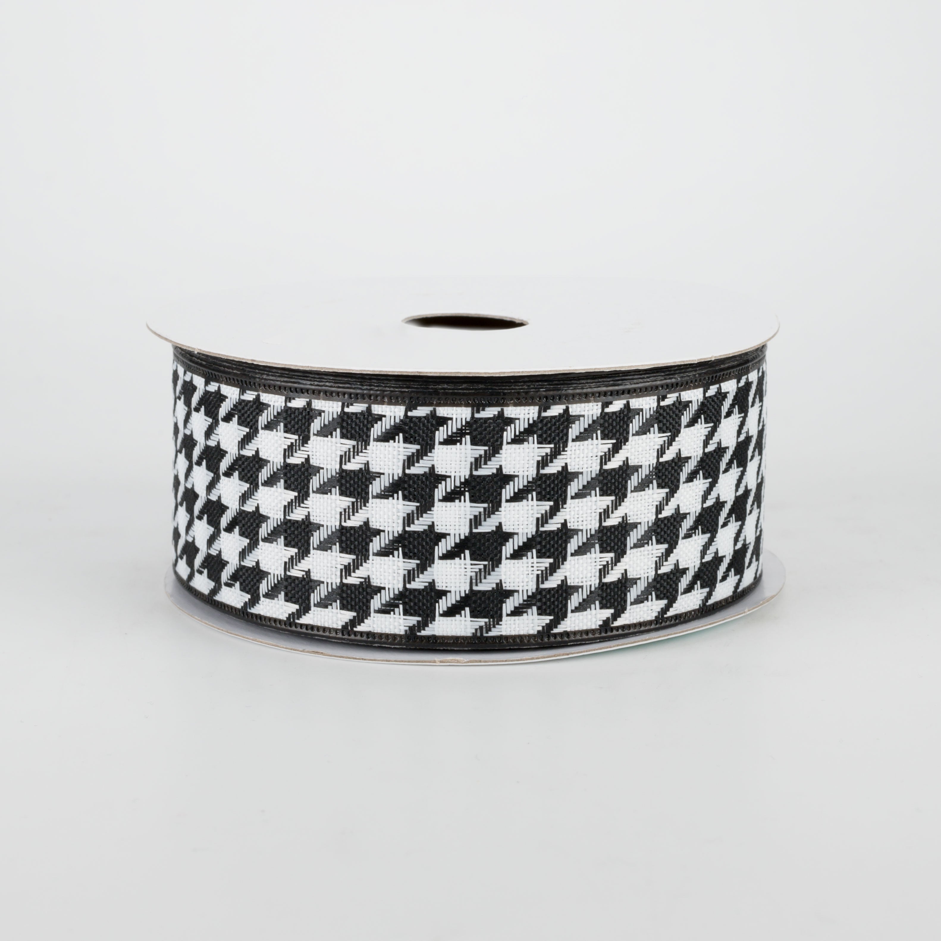 1.5" Large Houndstooth Ribbon: Black & White (10 Yards)