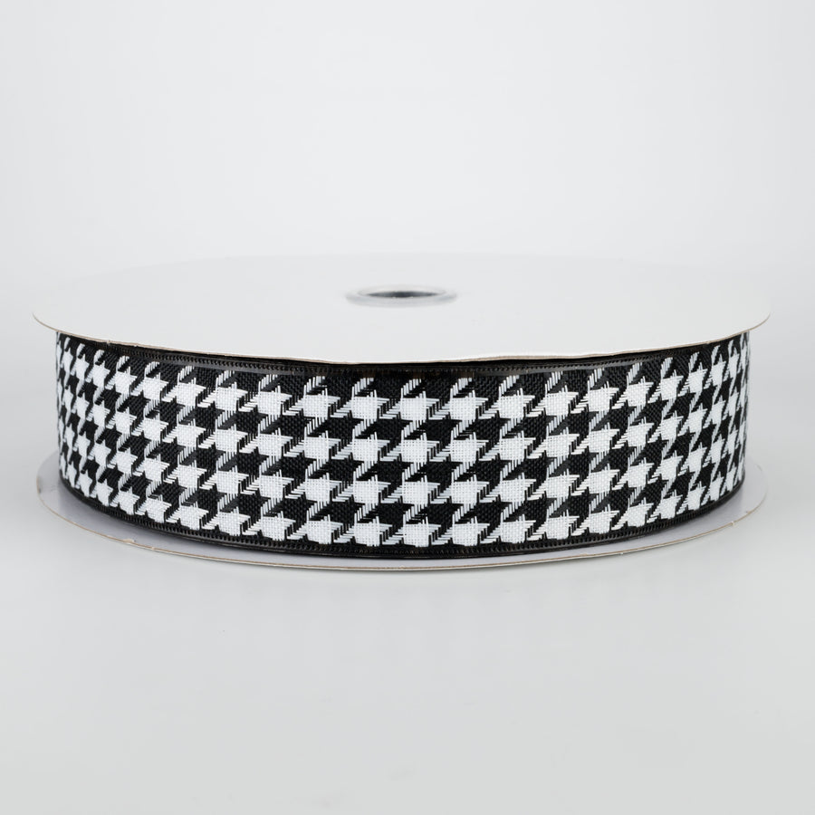 1.5" Large Houndstooth Ribbon: Black & White (50 Yards)