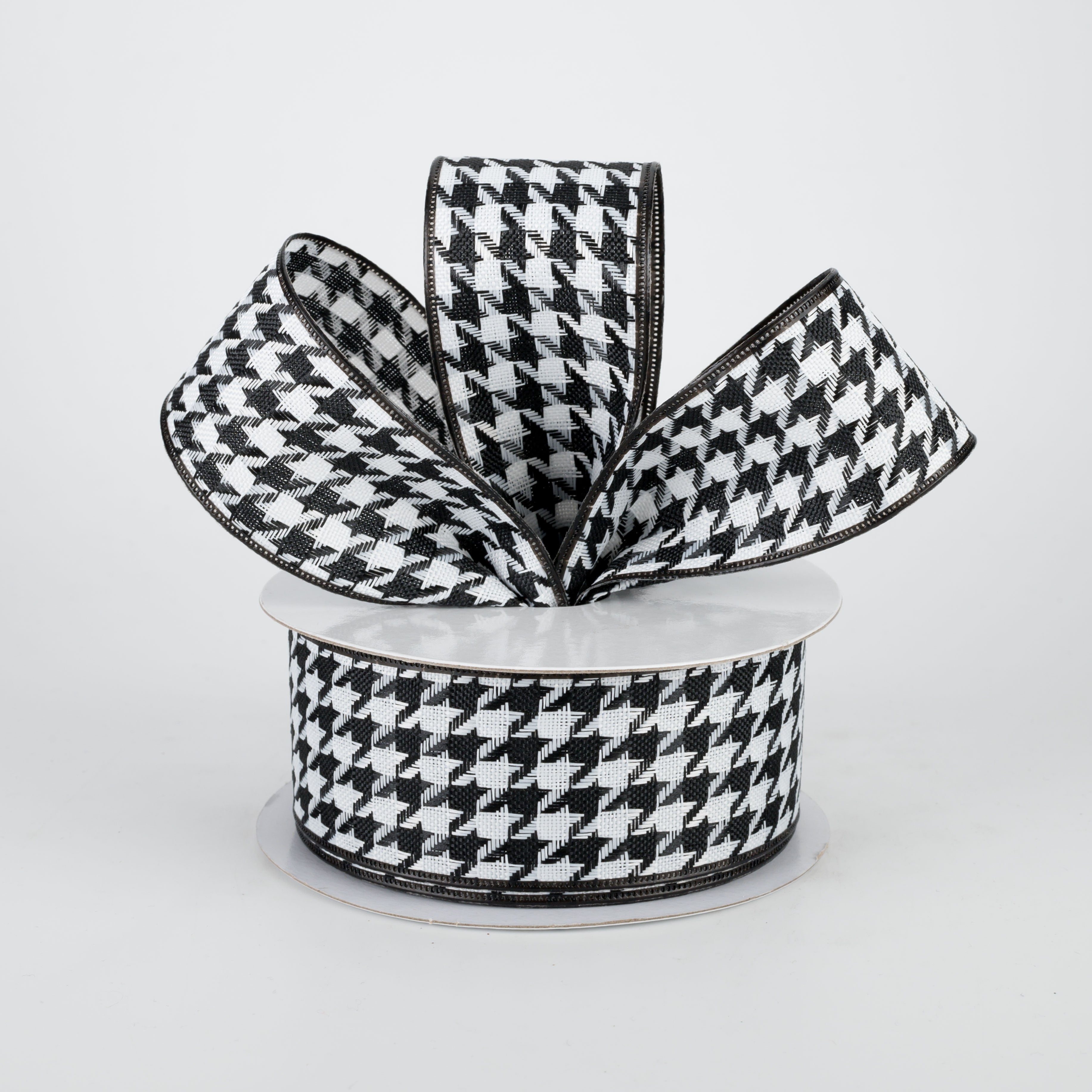 1.5" Large Houndstooth Ribbon: Black & White (10 Yards) Lifestyle Photo