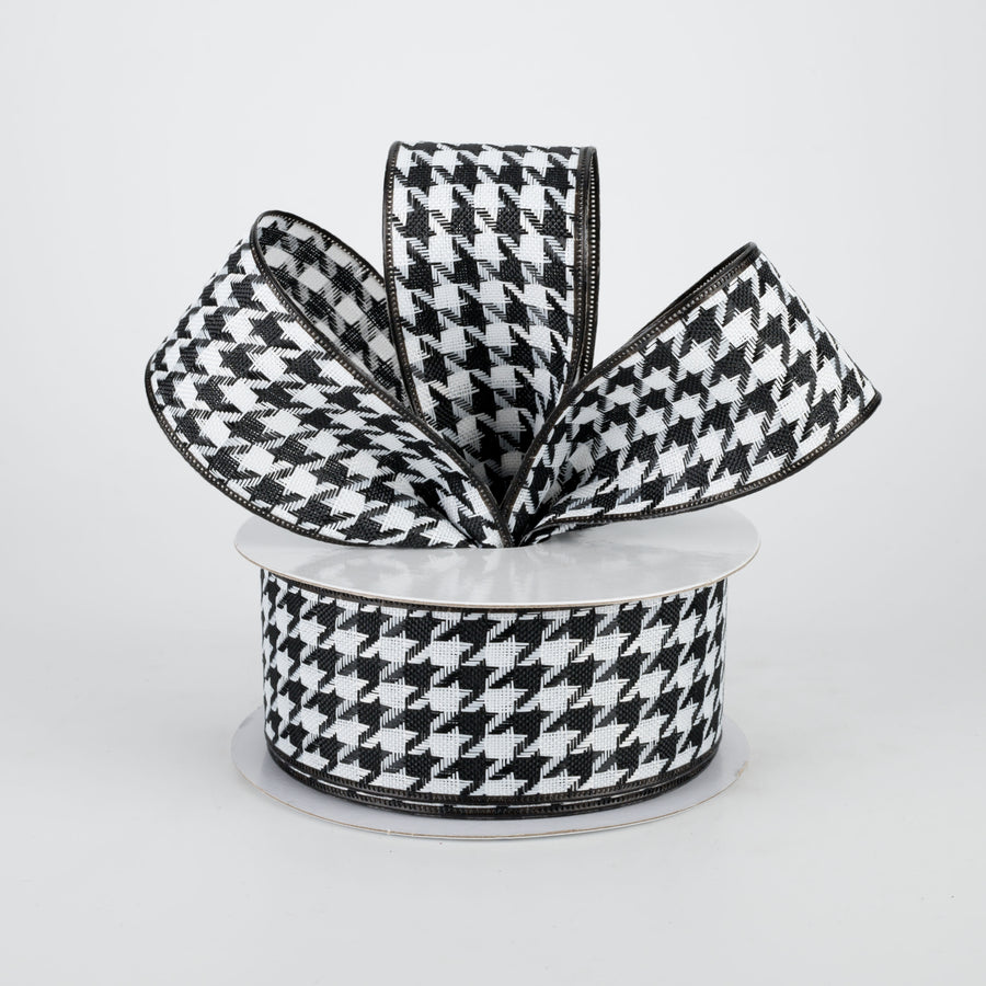 1.5" Large Houndstooth Ribbon: Black & White (10 Yards) Lifestyle Photo